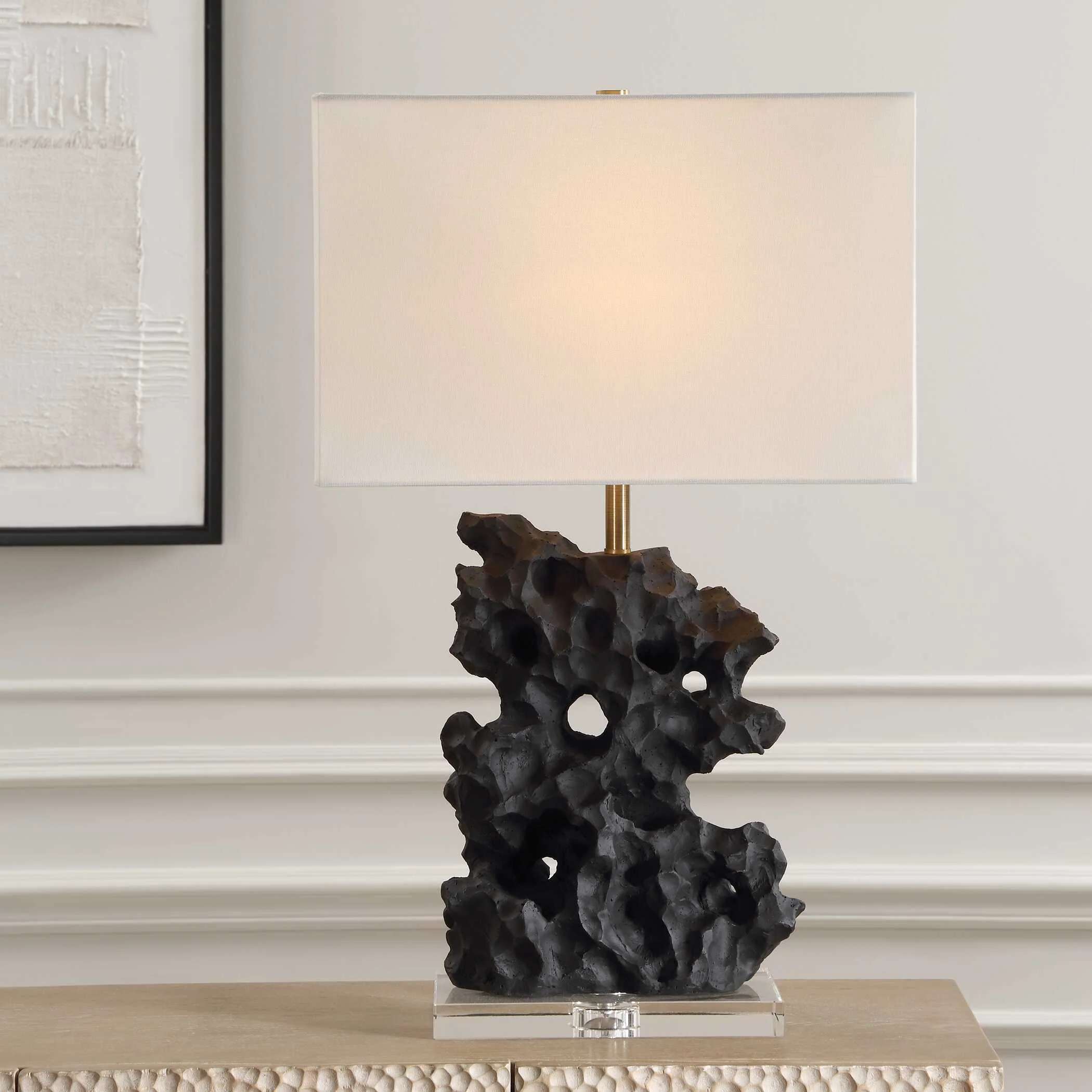 Basalt Black Stone Table Lamp - Image 4