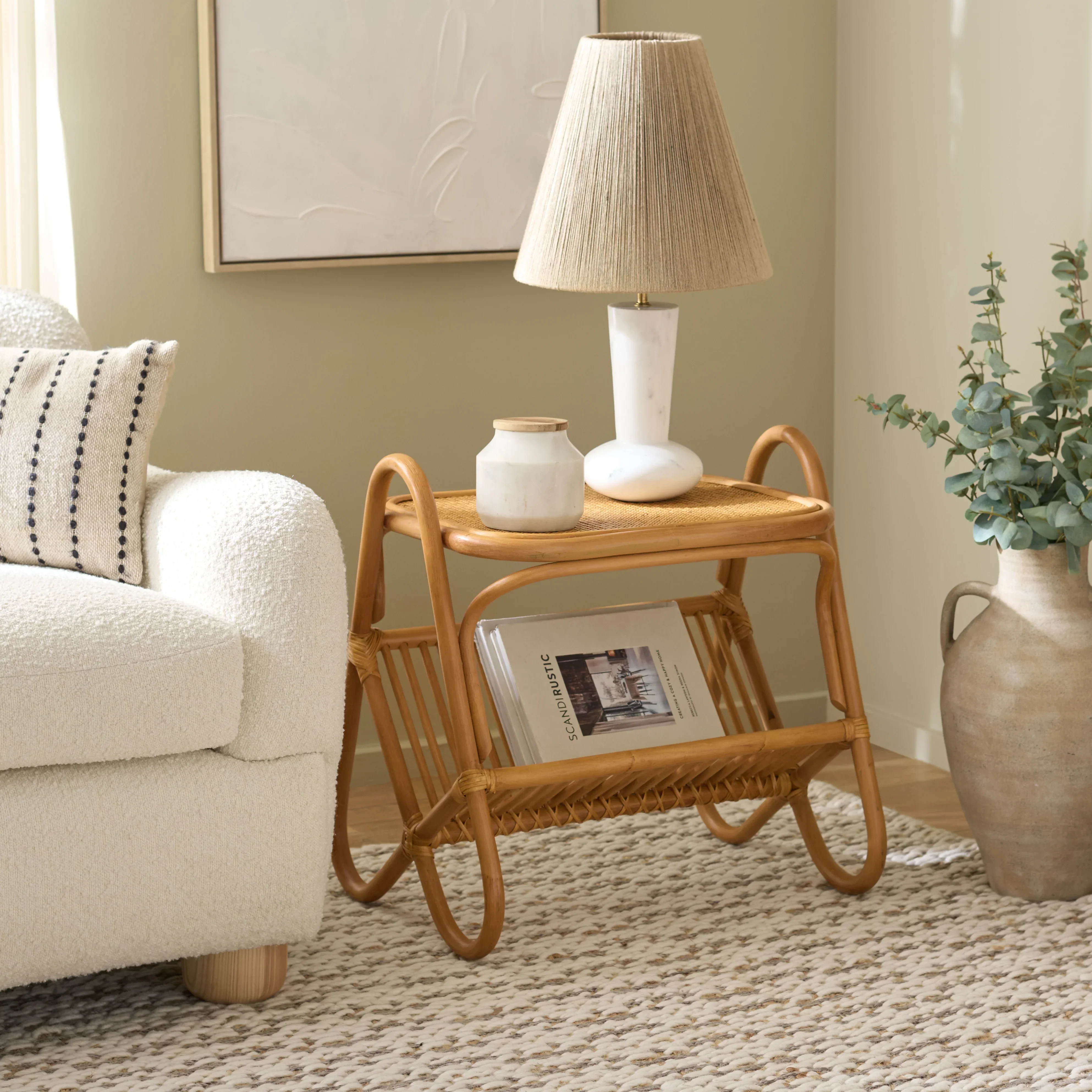 Bayard Rattan Pole Magazine Holder Accent Table - Image 2