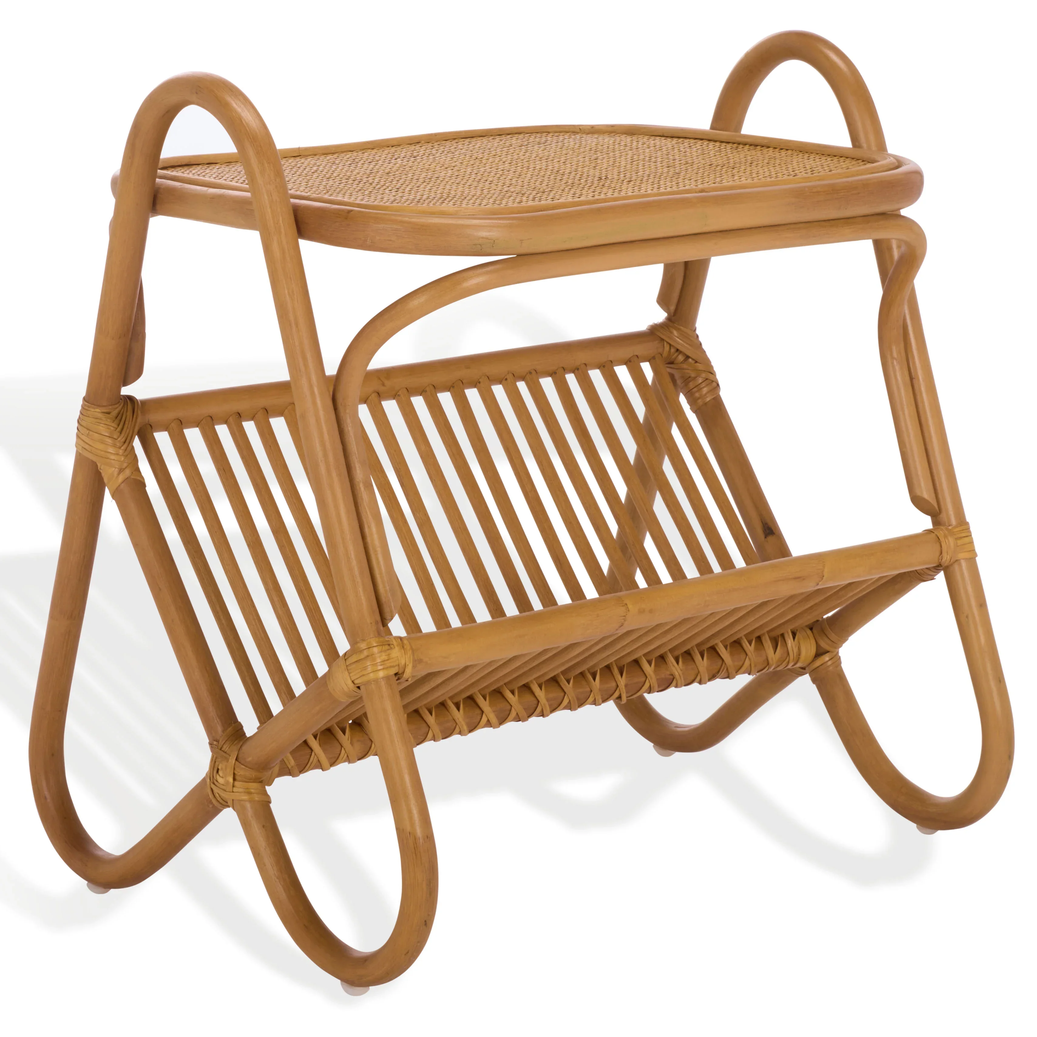 Bayard Rattan Pole Magazine Holder Accent Table - Image 3