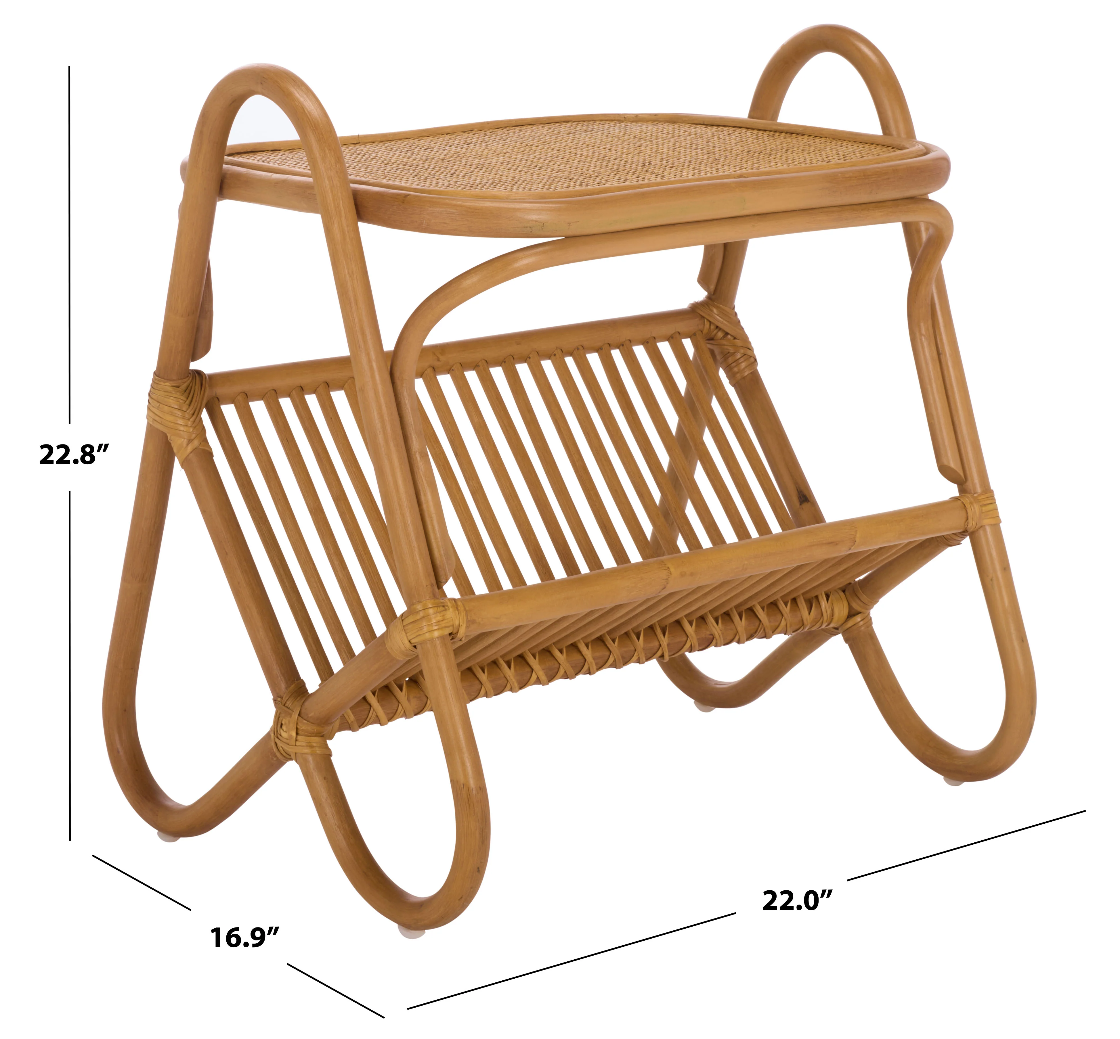 Bayard Rattan Pole Magazine Holder Accent Table - Image 7