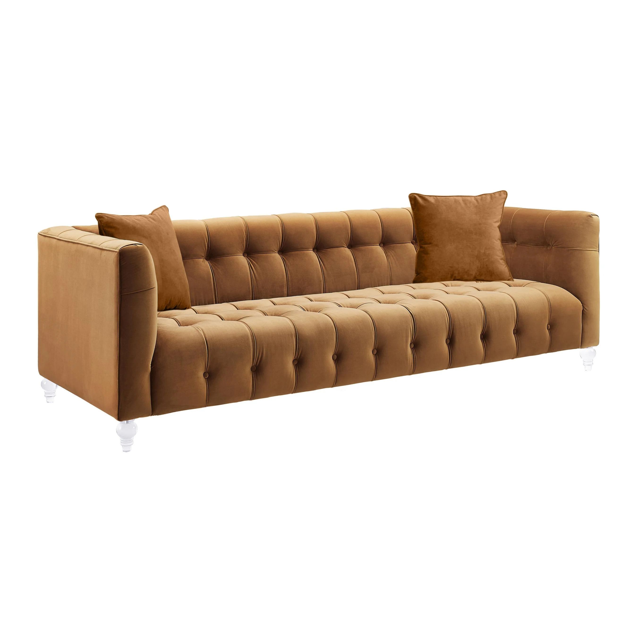 Bea Cognac Velvet Sofa - Image 3