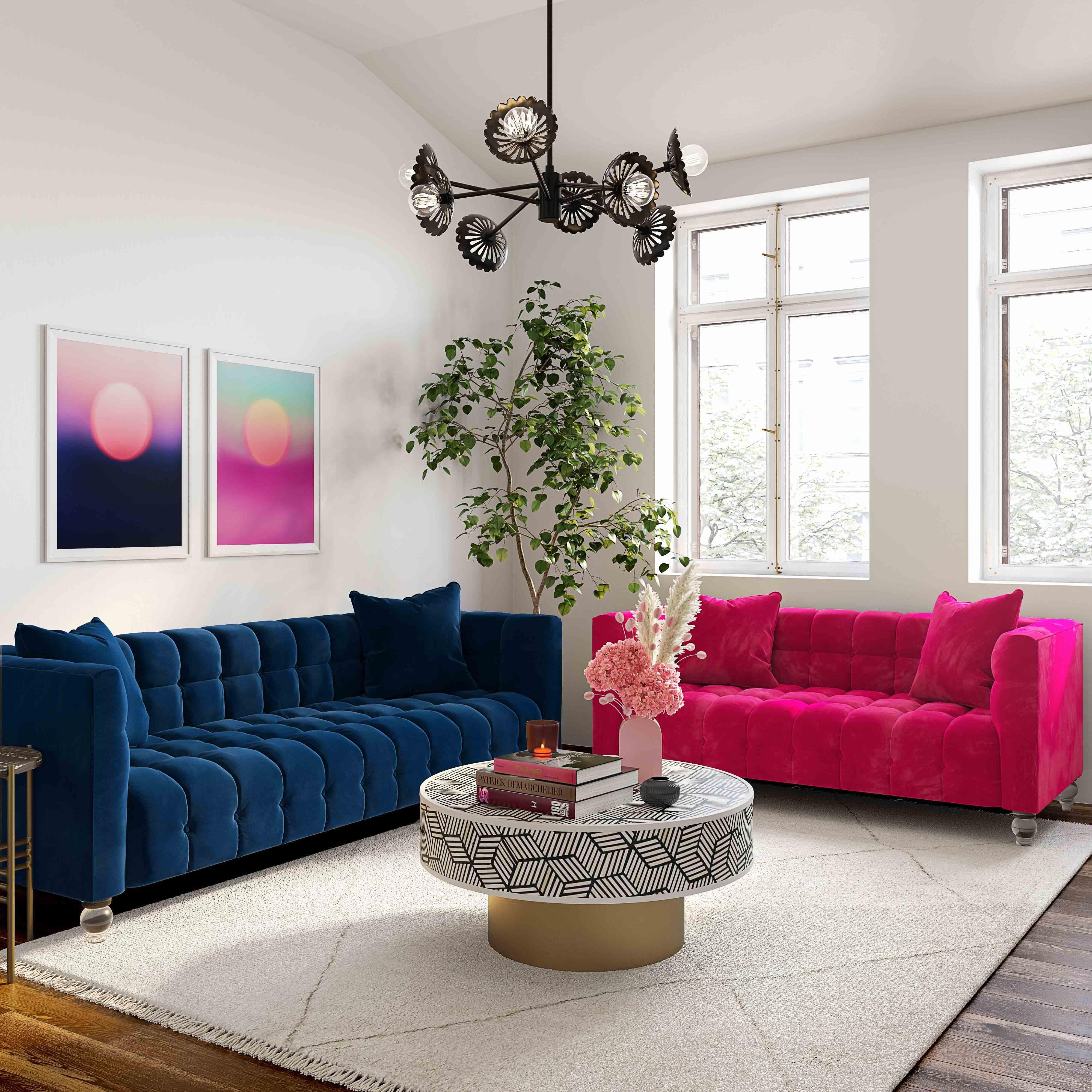 Bea Navy Velvet Sofa - Image 2