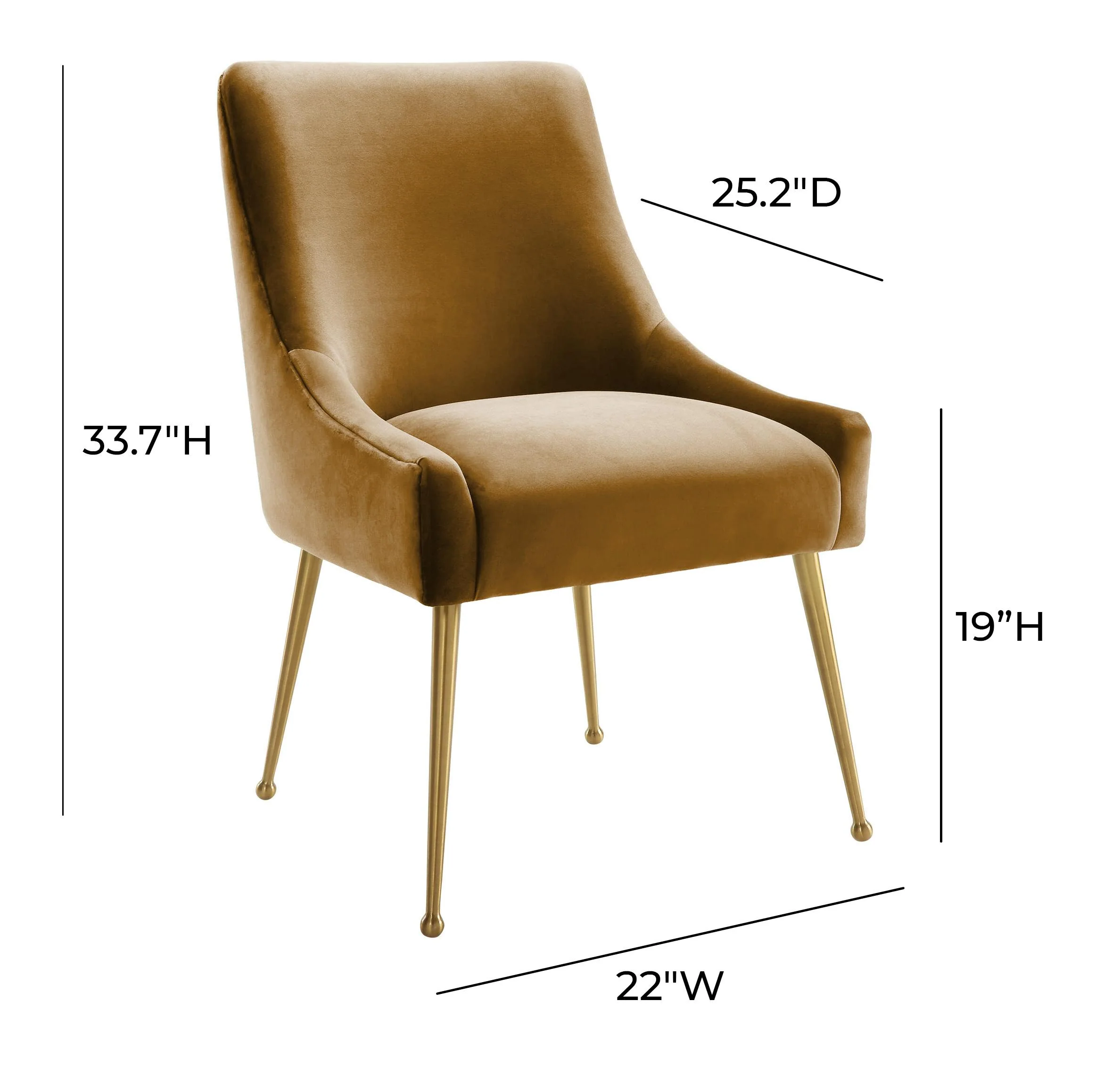 Beatrix Cognac Velvet Side Chair - Image 6
