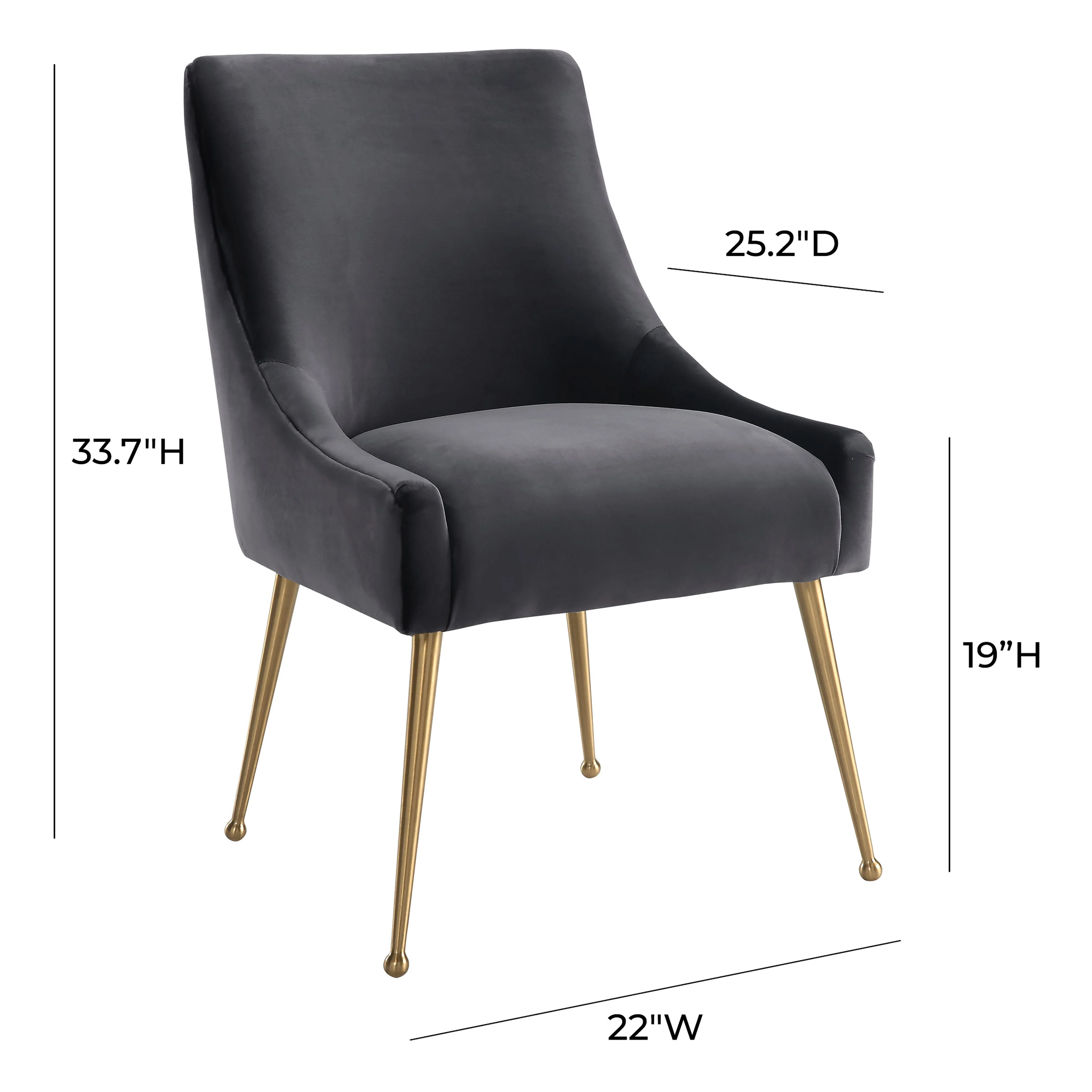 Beatrix Grey Velvet Side Chair - Image 8