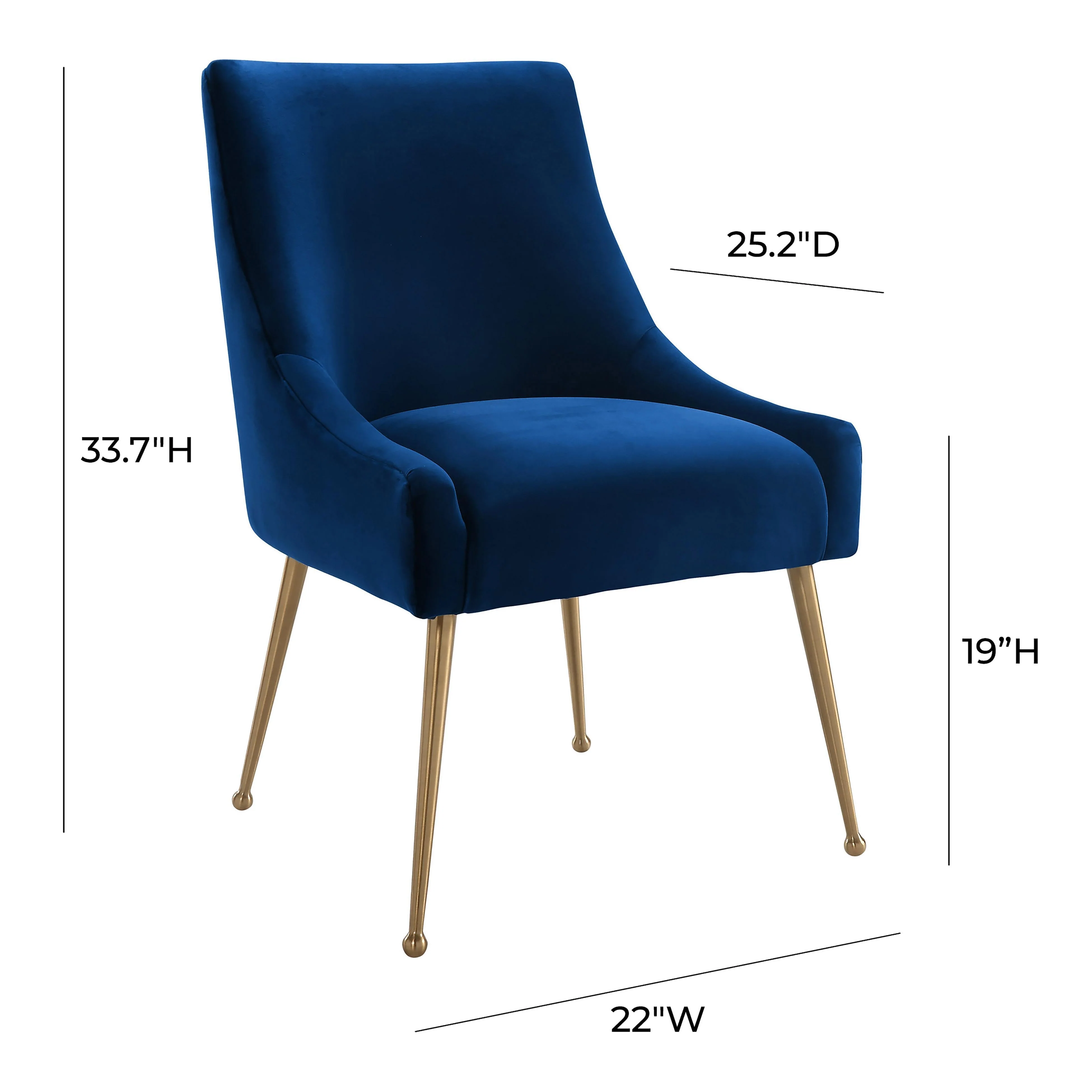 Beatrix Navy Velvet Side Chair - Image 7