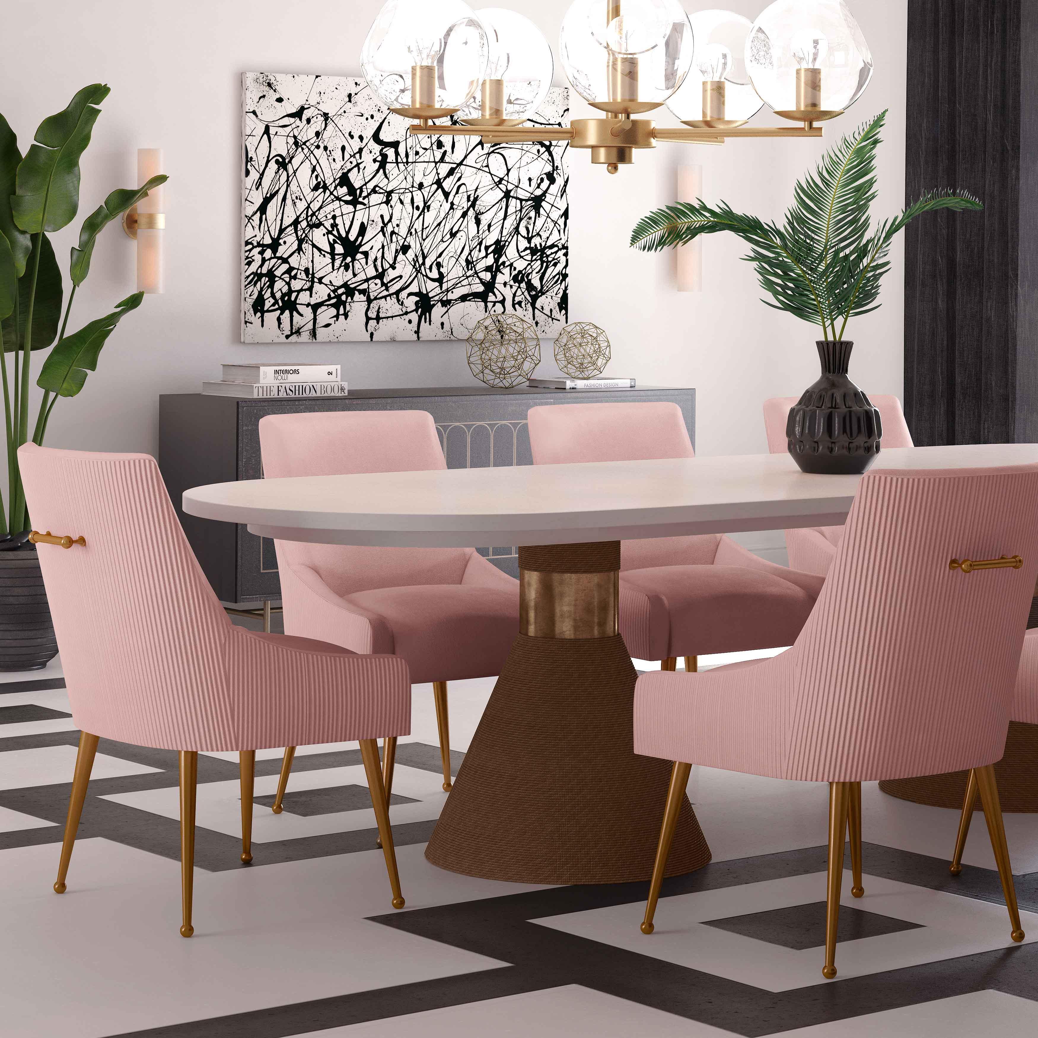 Beatrix Pleated Blush Velvet Side Chair - Image 9