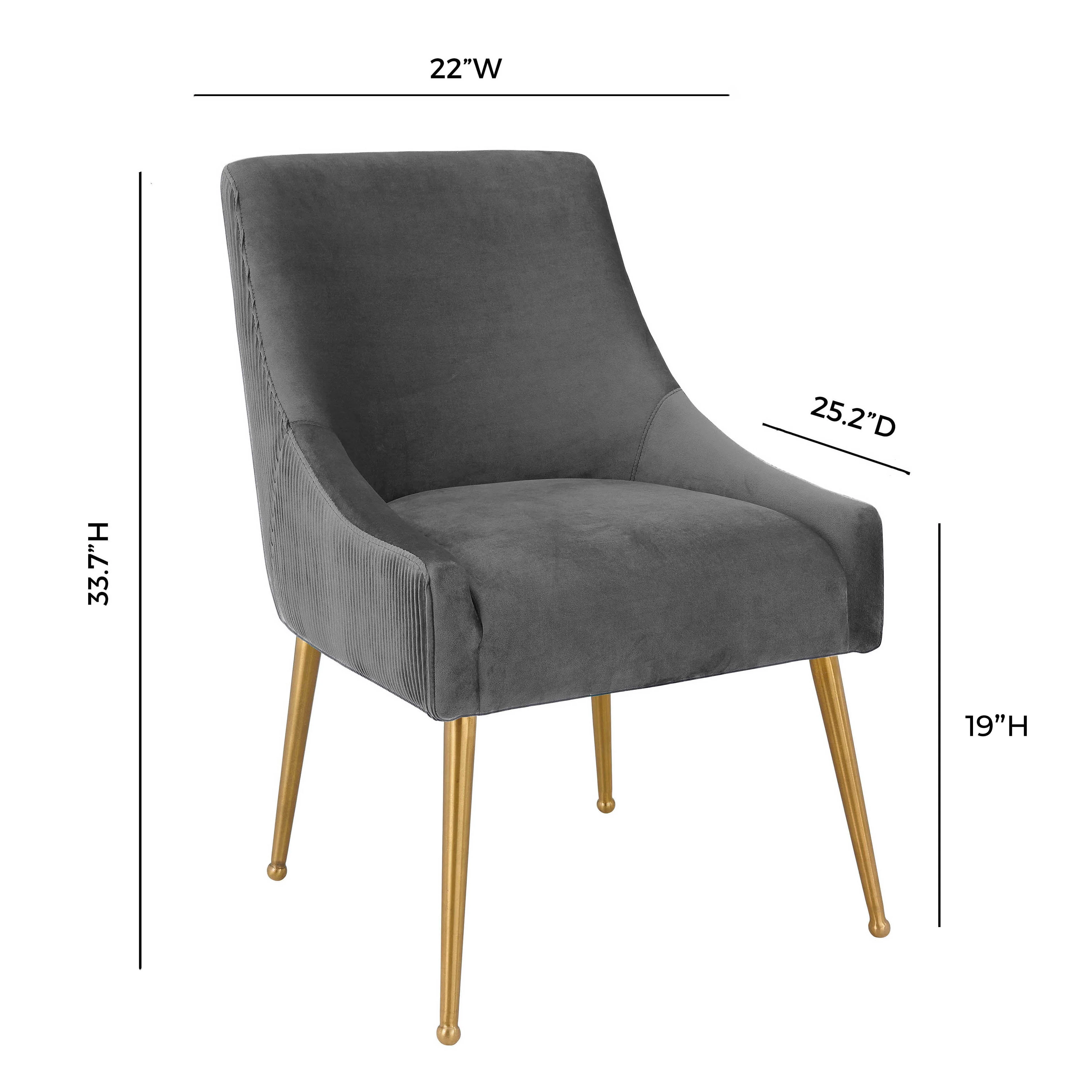 Beatrix Pleated Grey Velvet Side Chair - Image 8