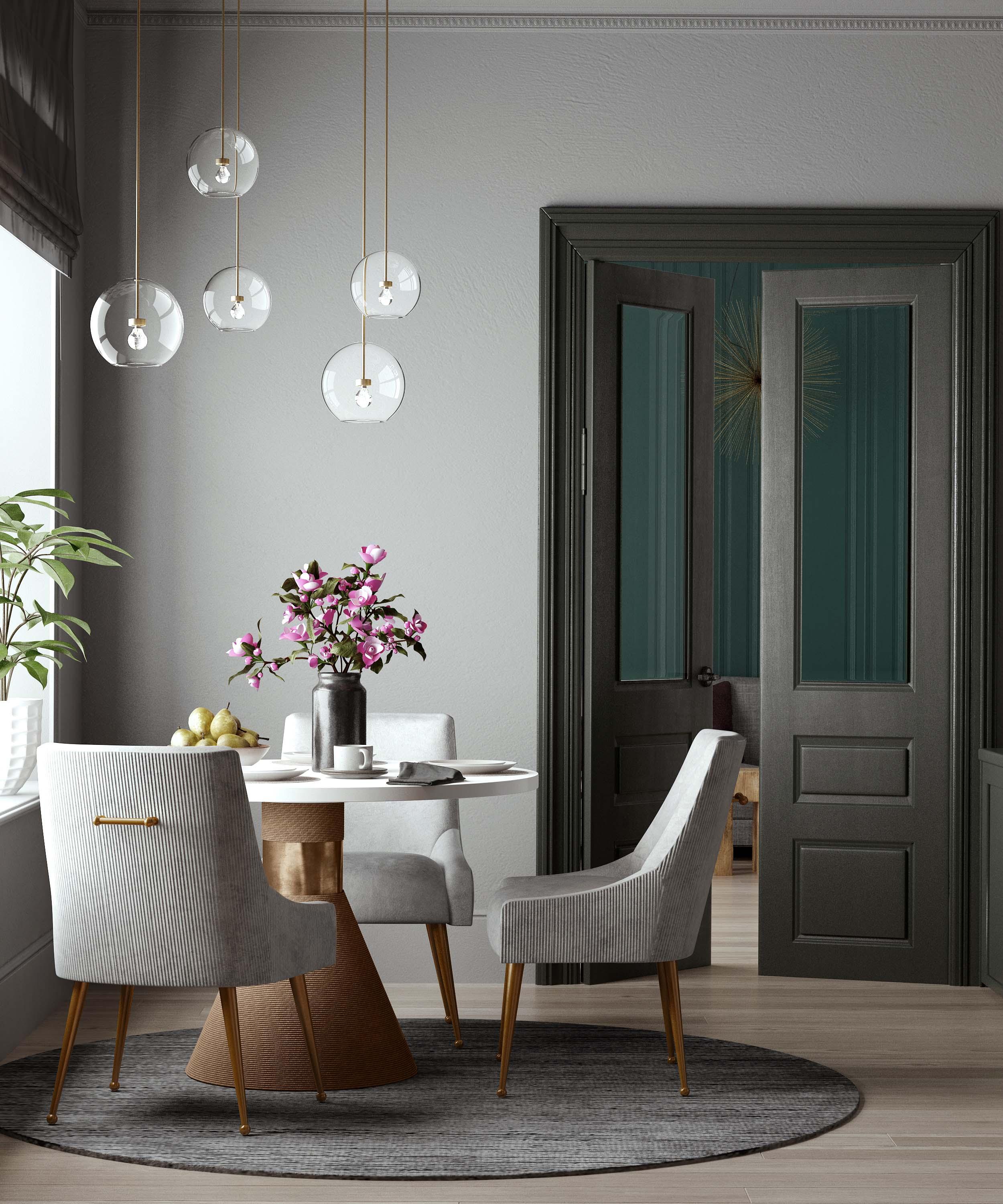 Beatrix Pleated Light Grey Velvet Side Chair - Image 2