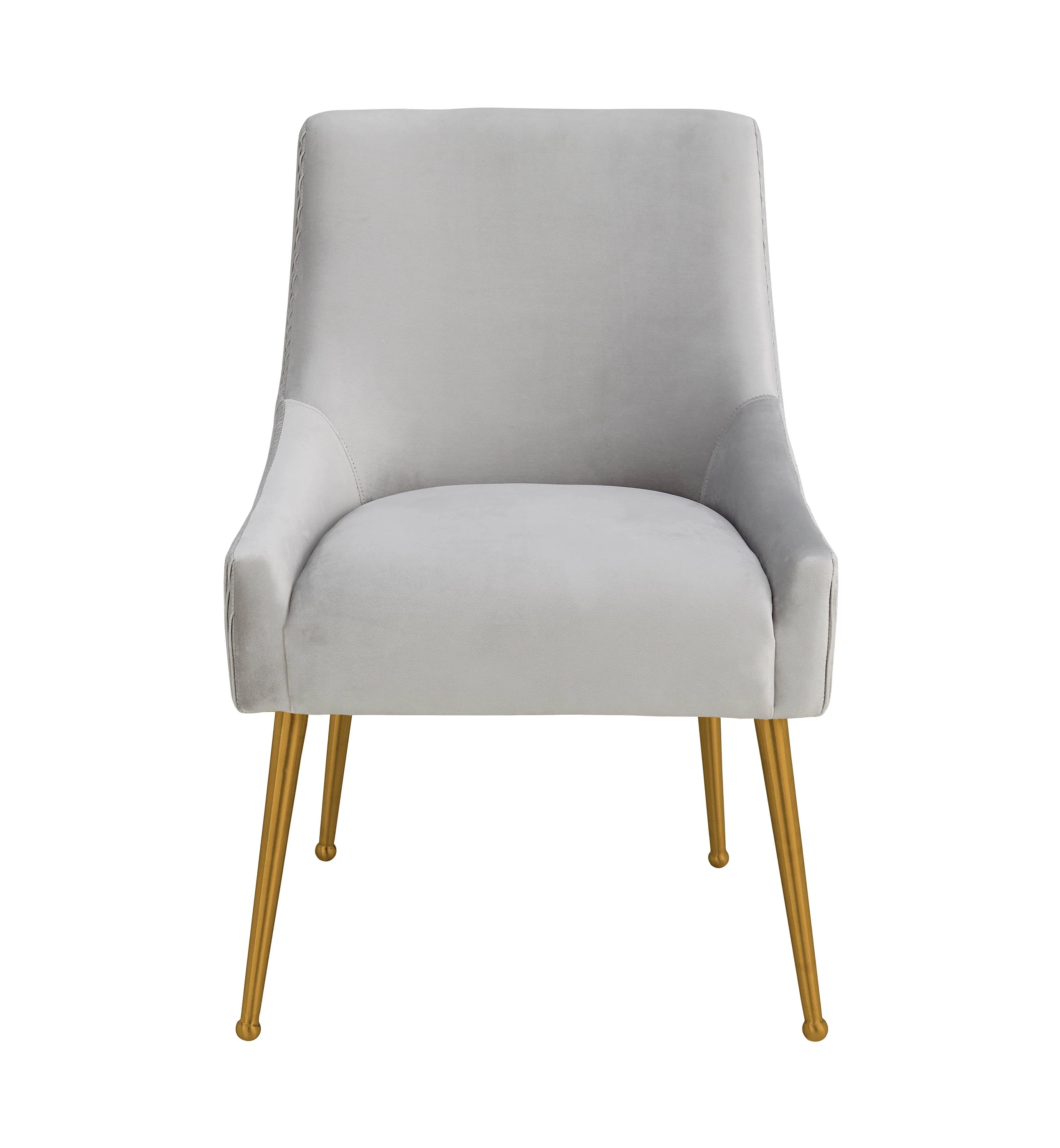 Beatrix Pleated Light Grey Velvet Side Chair - Image 3