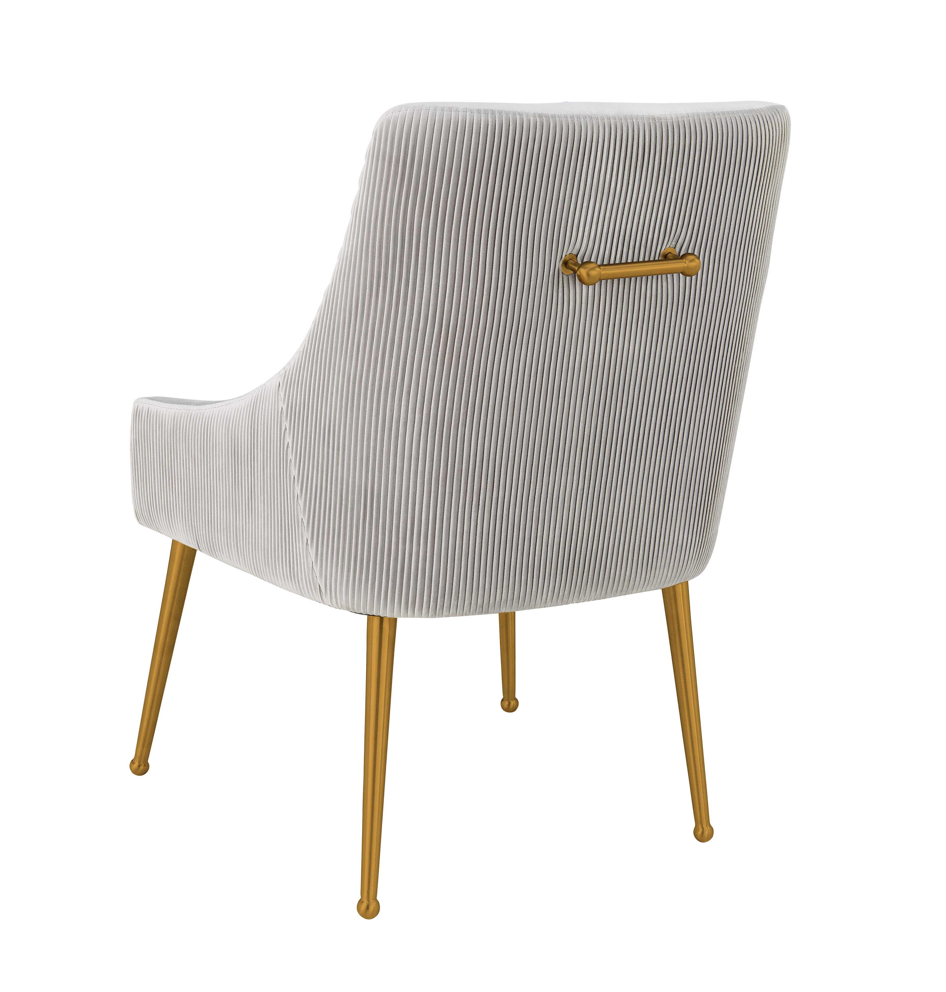 Beatrix Pleated Light Grey Velvet Side Chair - Image 4