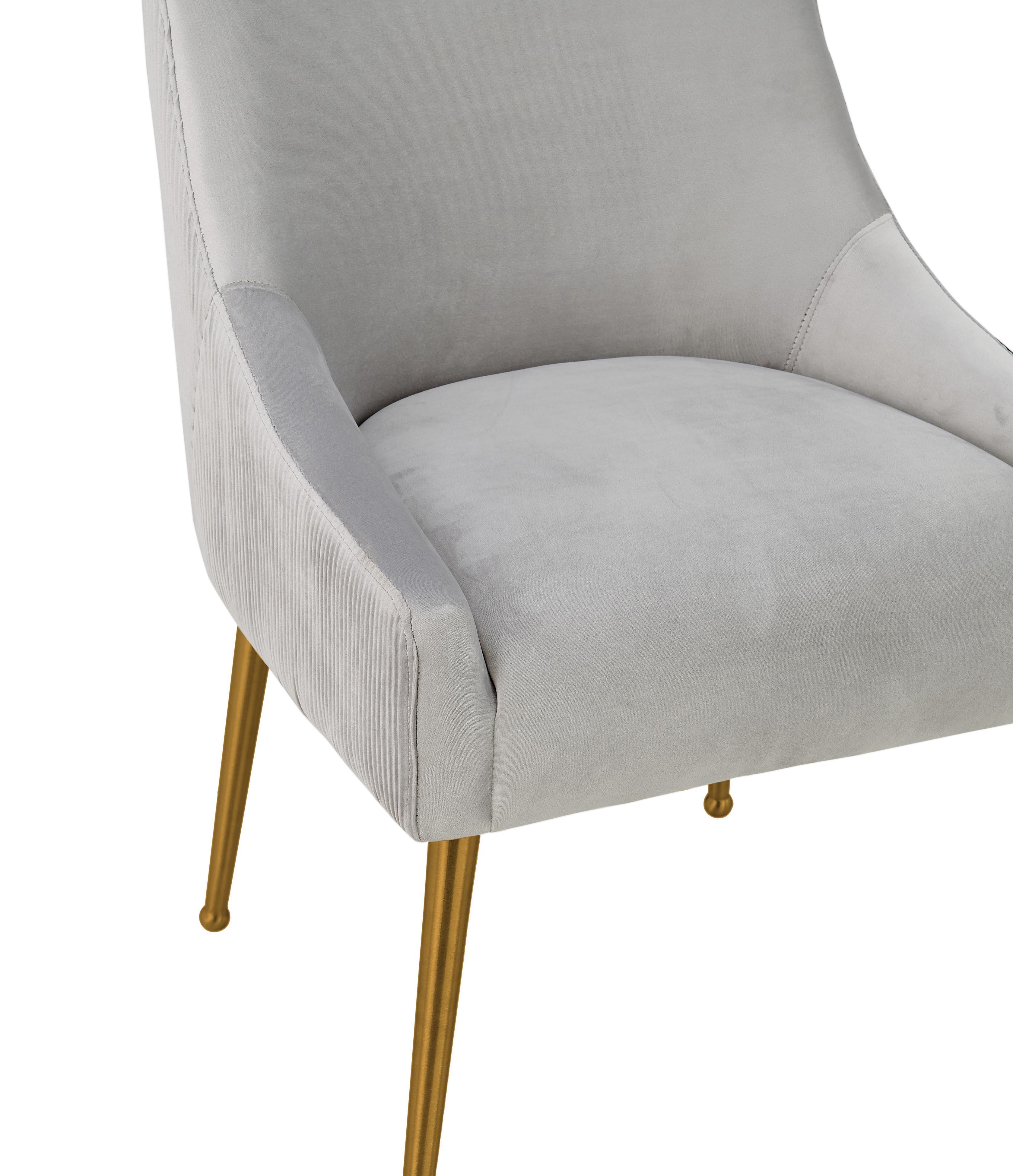 Beatrix Pleated Light Grey Velvet Side Chair - Image 5