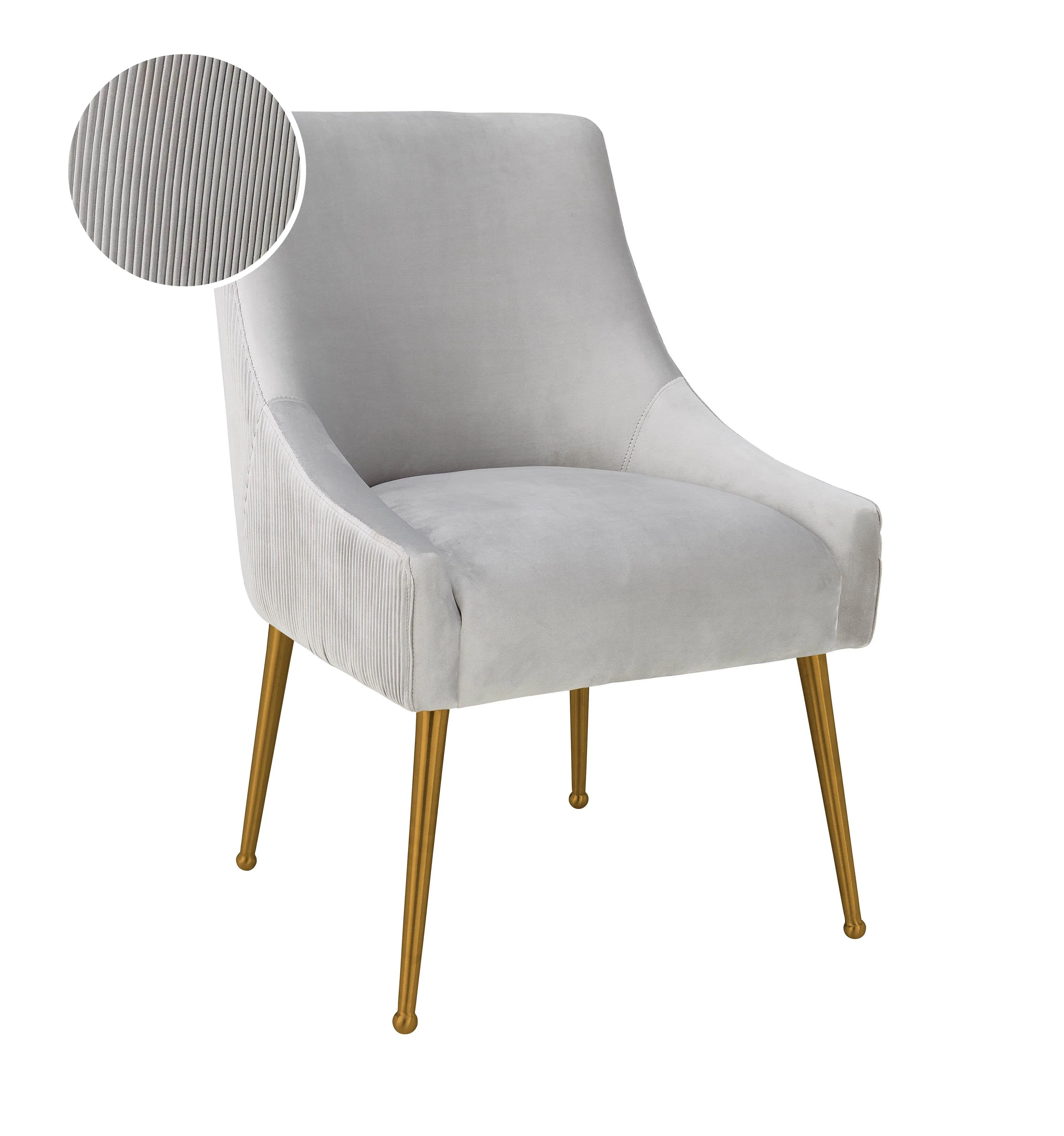 Beatrix Pleated Light Grey Velvet Side Chair - Image 7