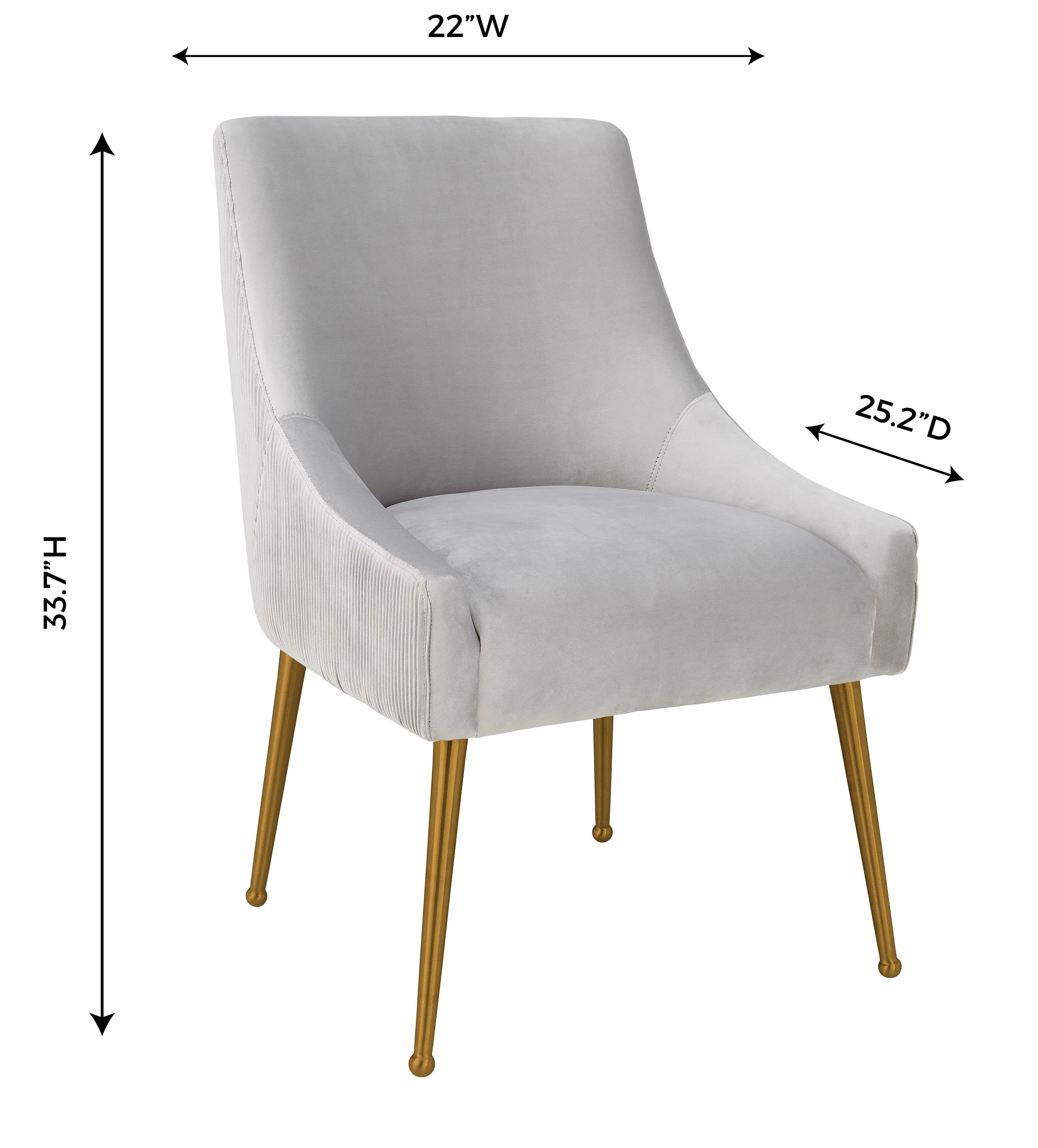 Beatrix Pleated Light Grey Velvet Side Chair - Image 8
