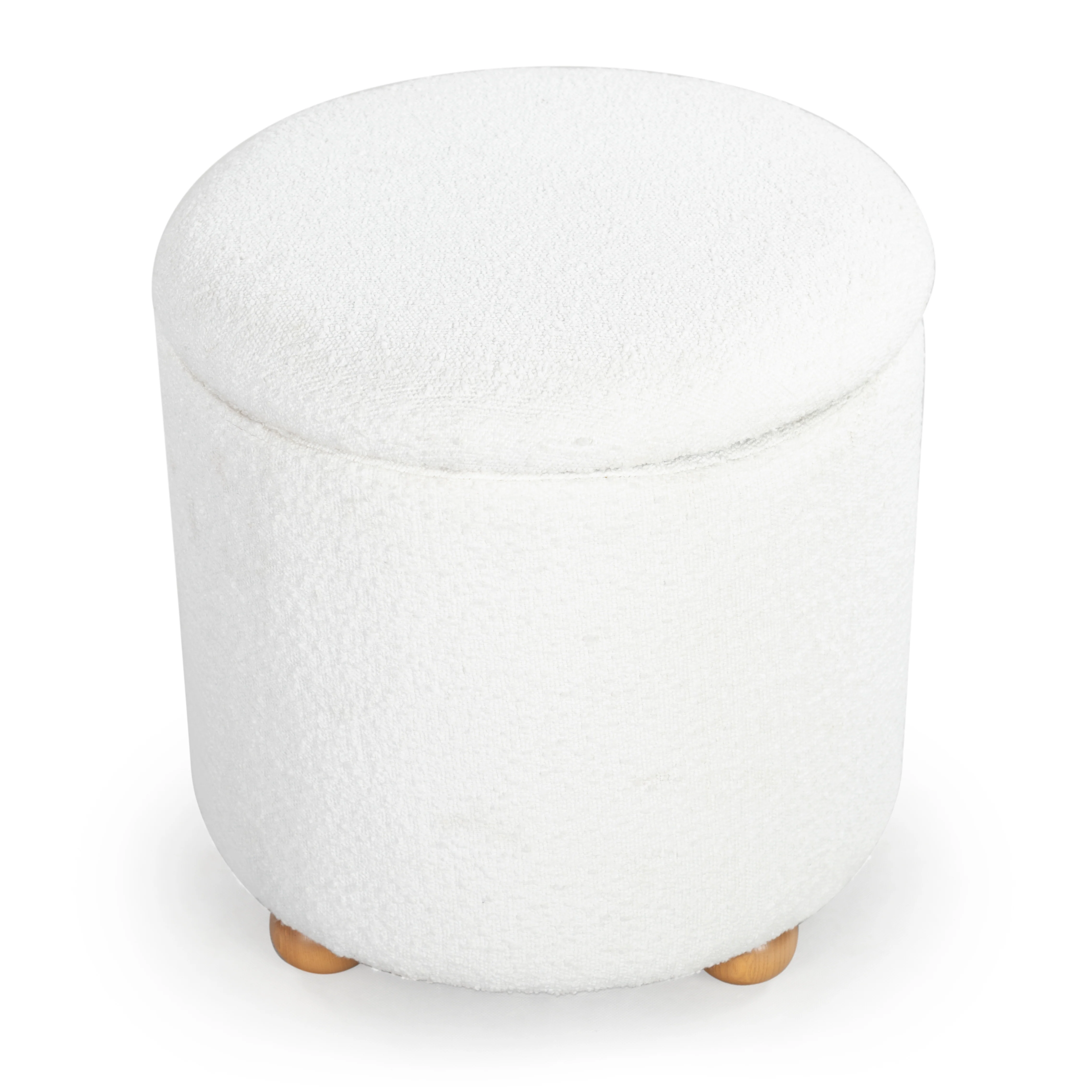 Becka Round Boucle Storage Ottoman