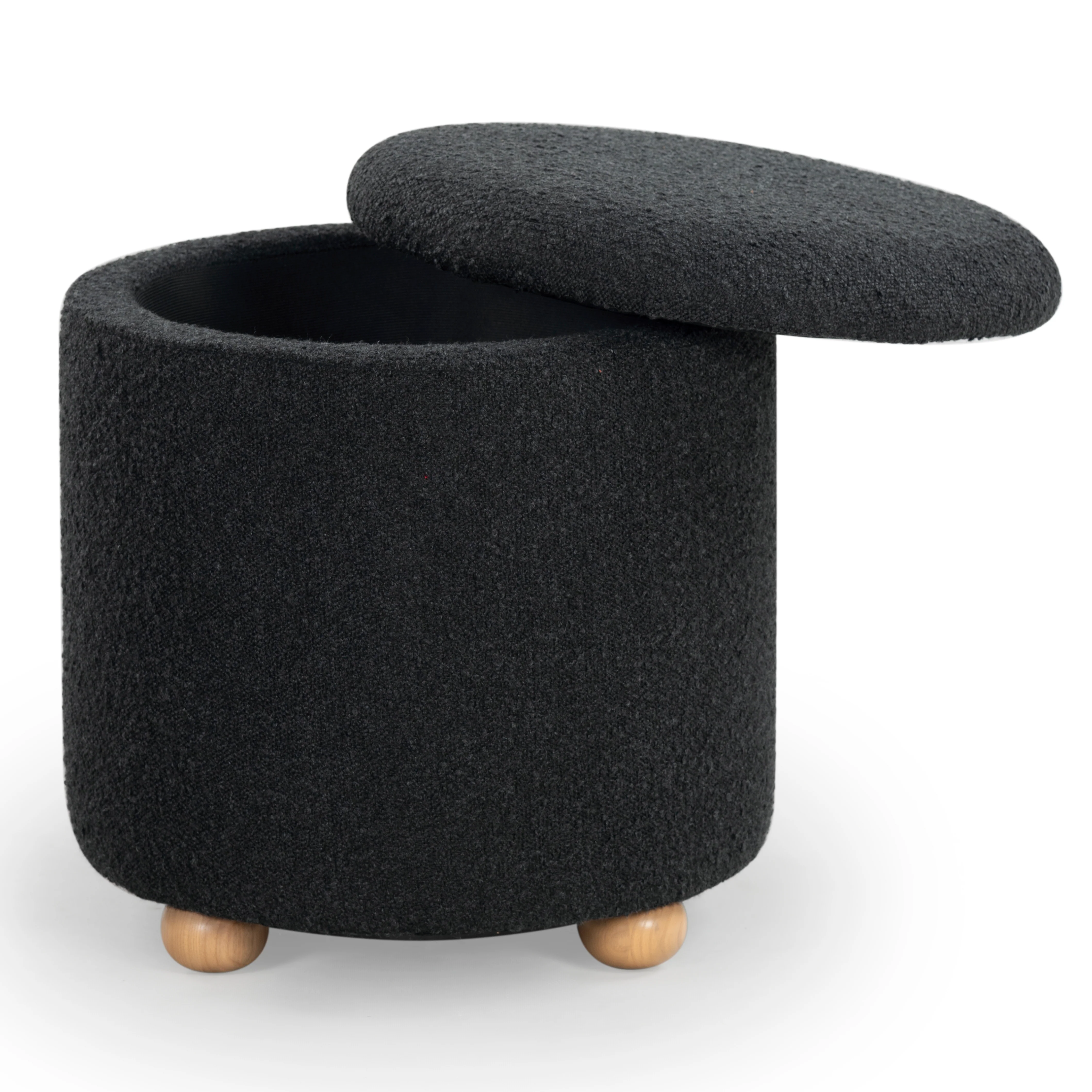 Becka Round Boucle Storage Ottoman - Image 11