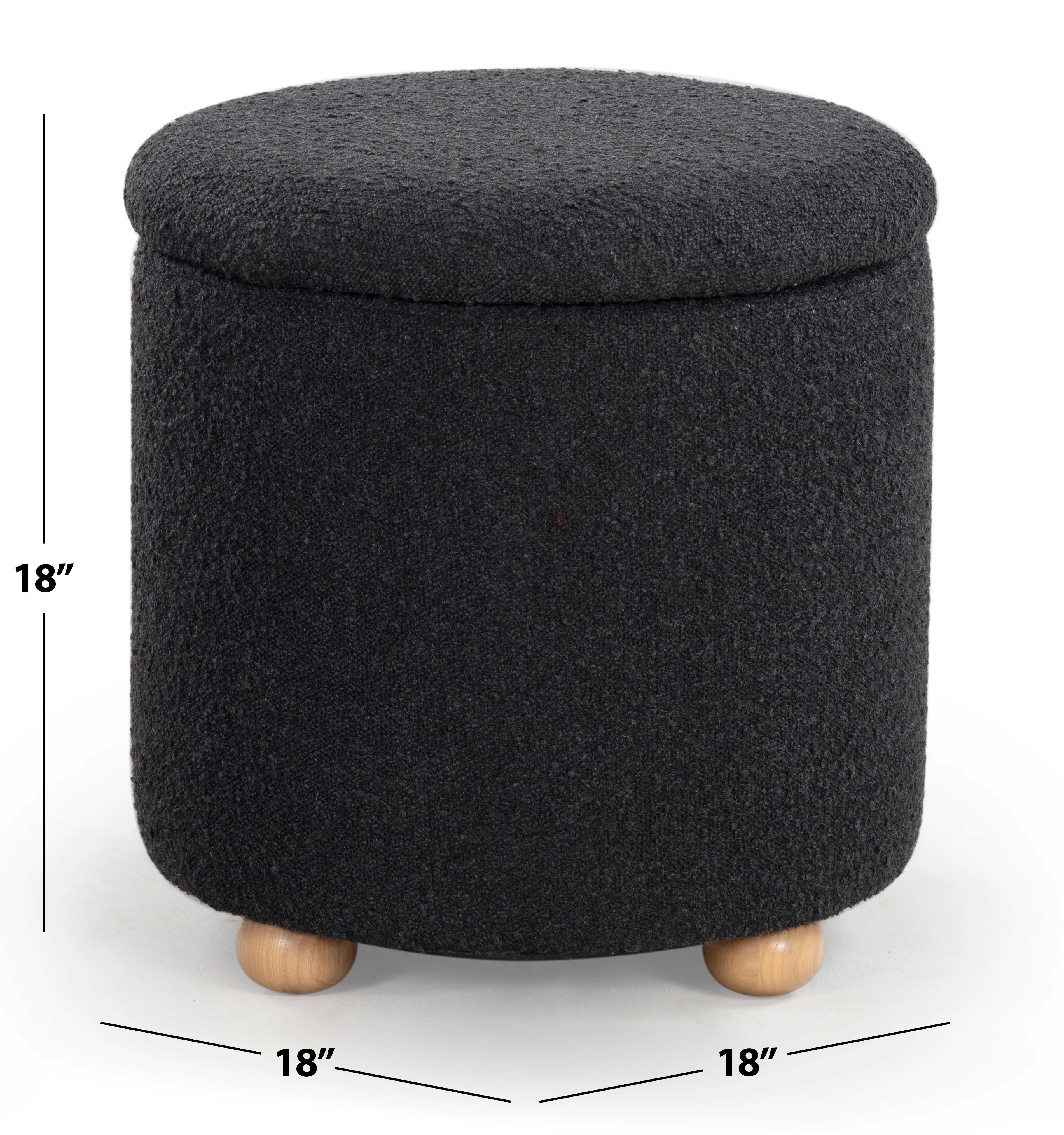 Becka Round Boucle Storage Ottoman - Image 12