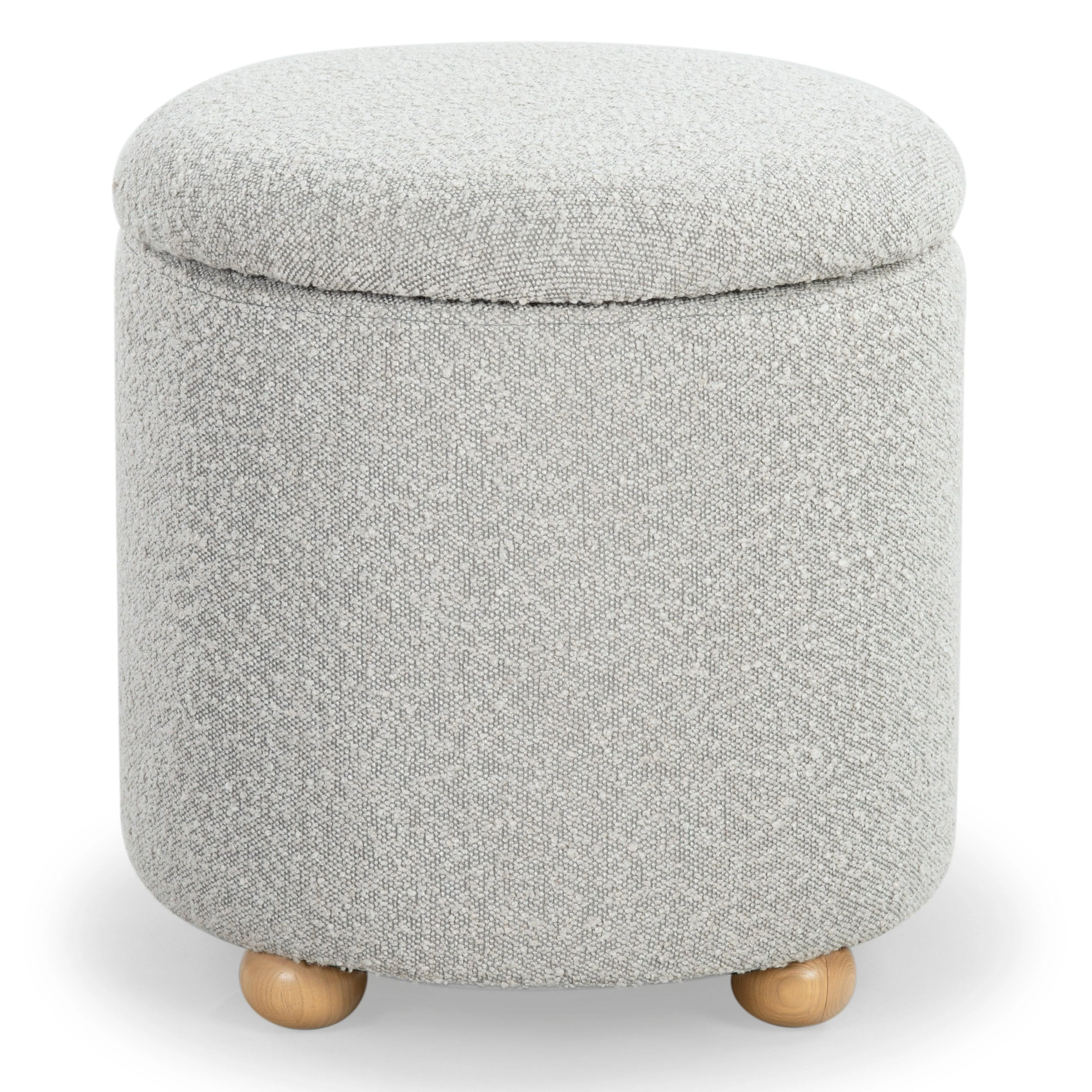 Becka Round Boucle Storage Ottoman - Image 13