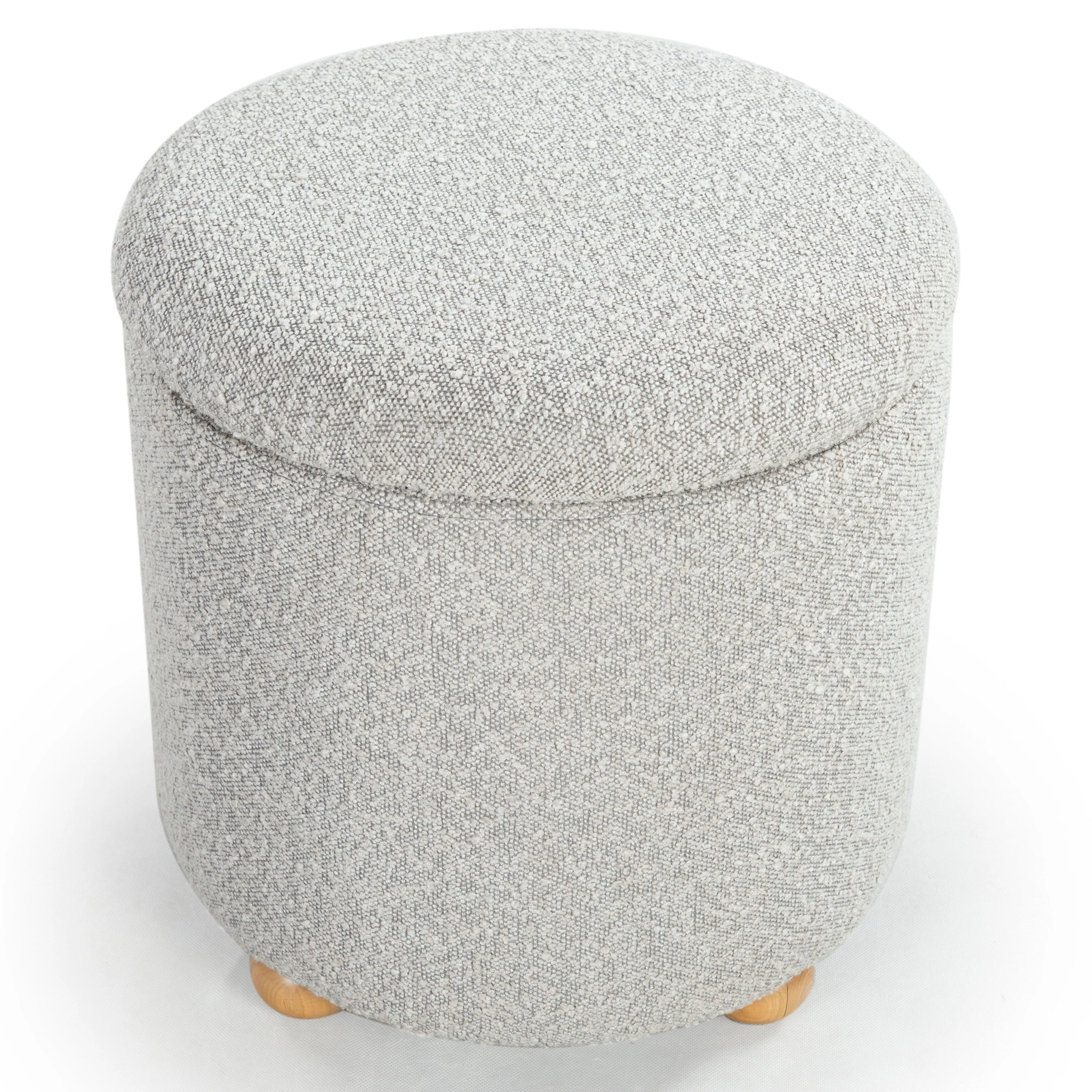 Becka Round Boucle Storage Ottoman - Image 14