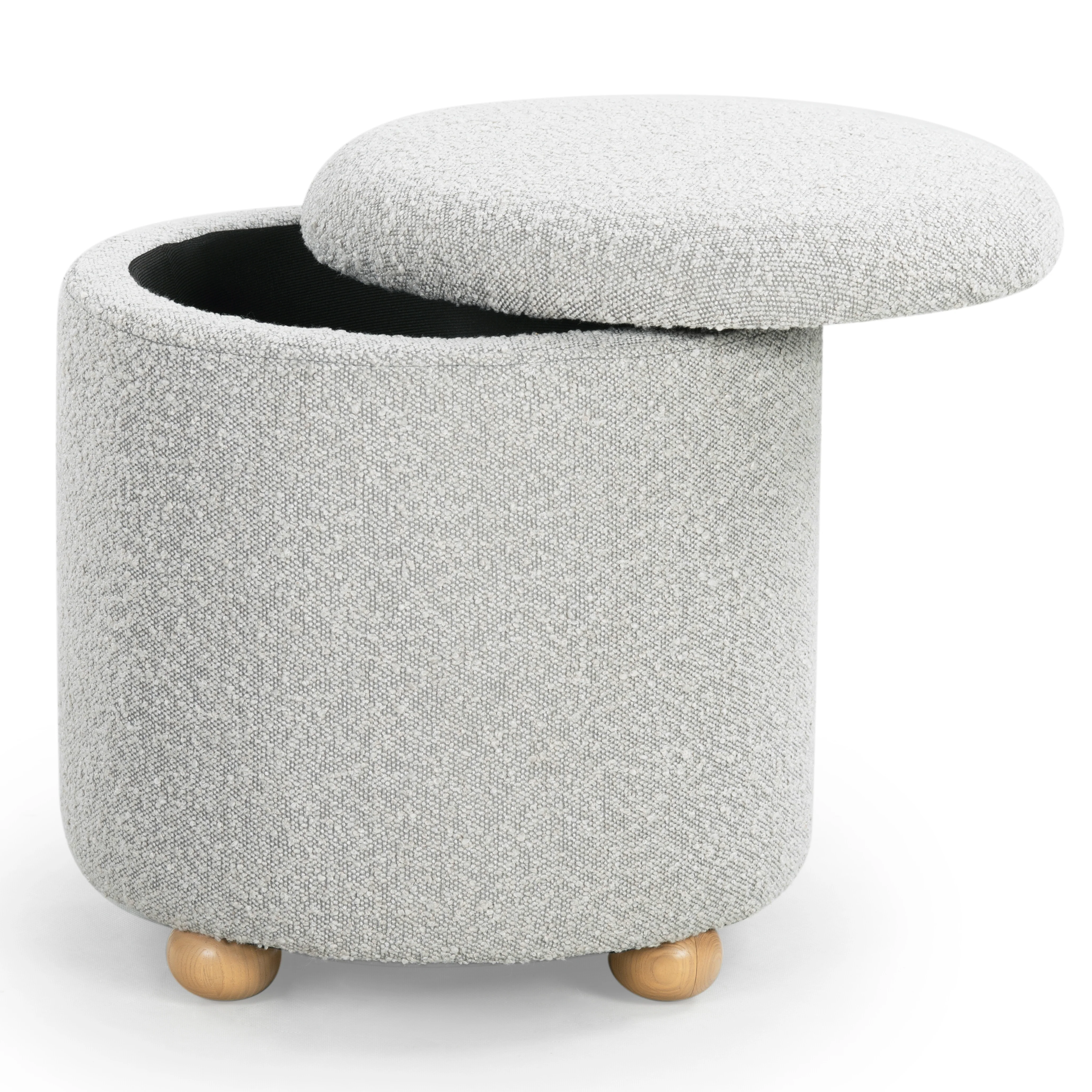Becka Round Boucle Storage Ottoman - Image 15