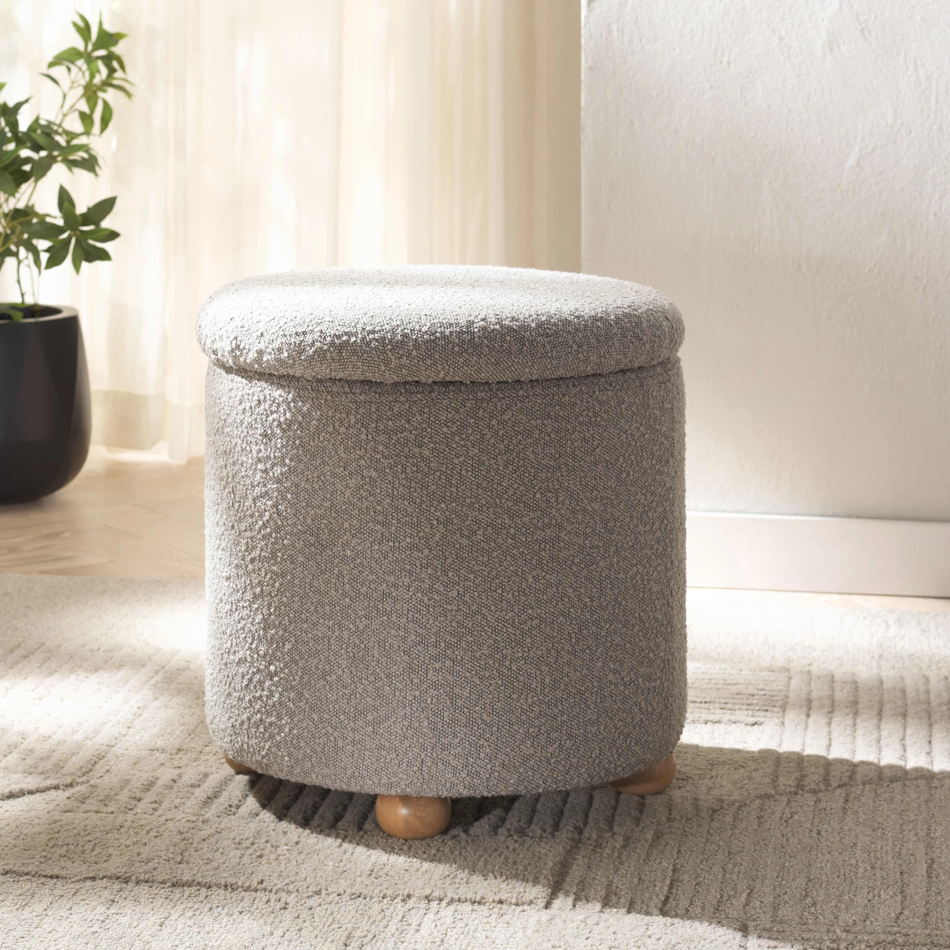 Becka Round Boucle Storage Ottoman - Image 17