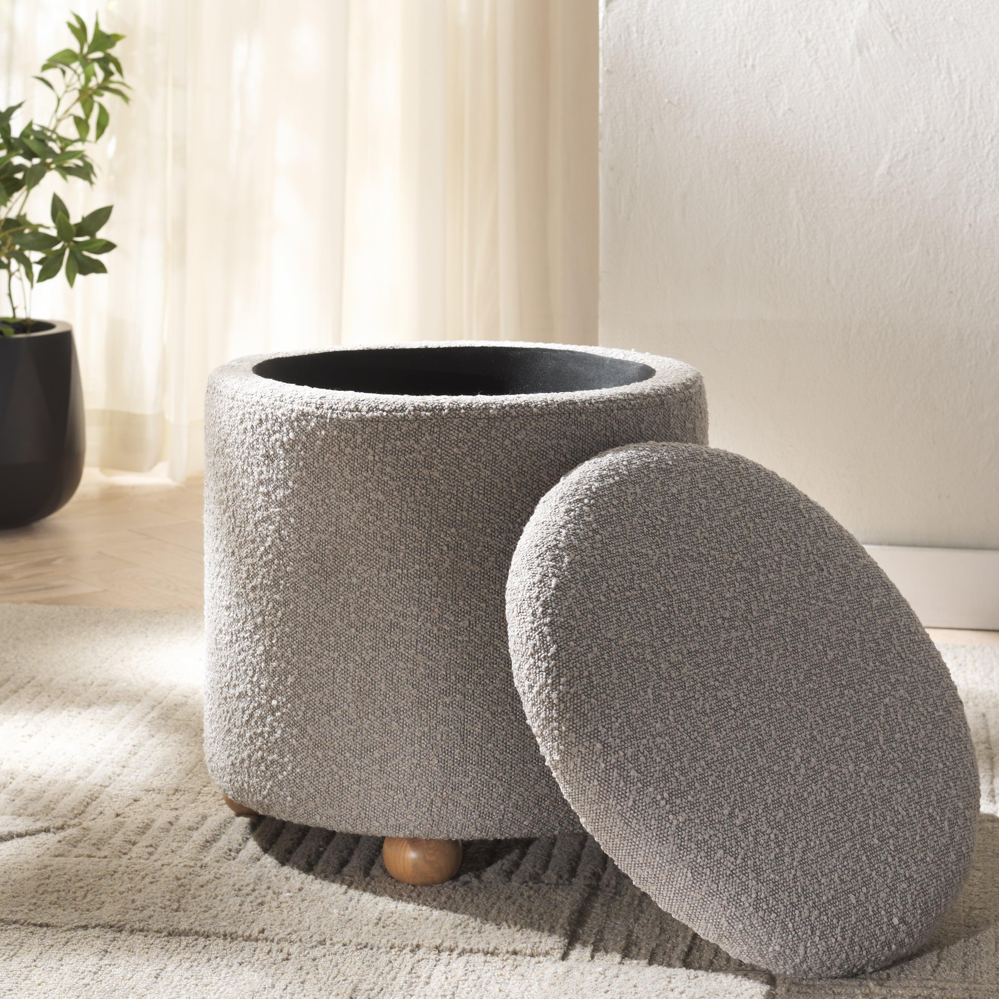 Becka Round Boucle Storage Ottoman - Image 18