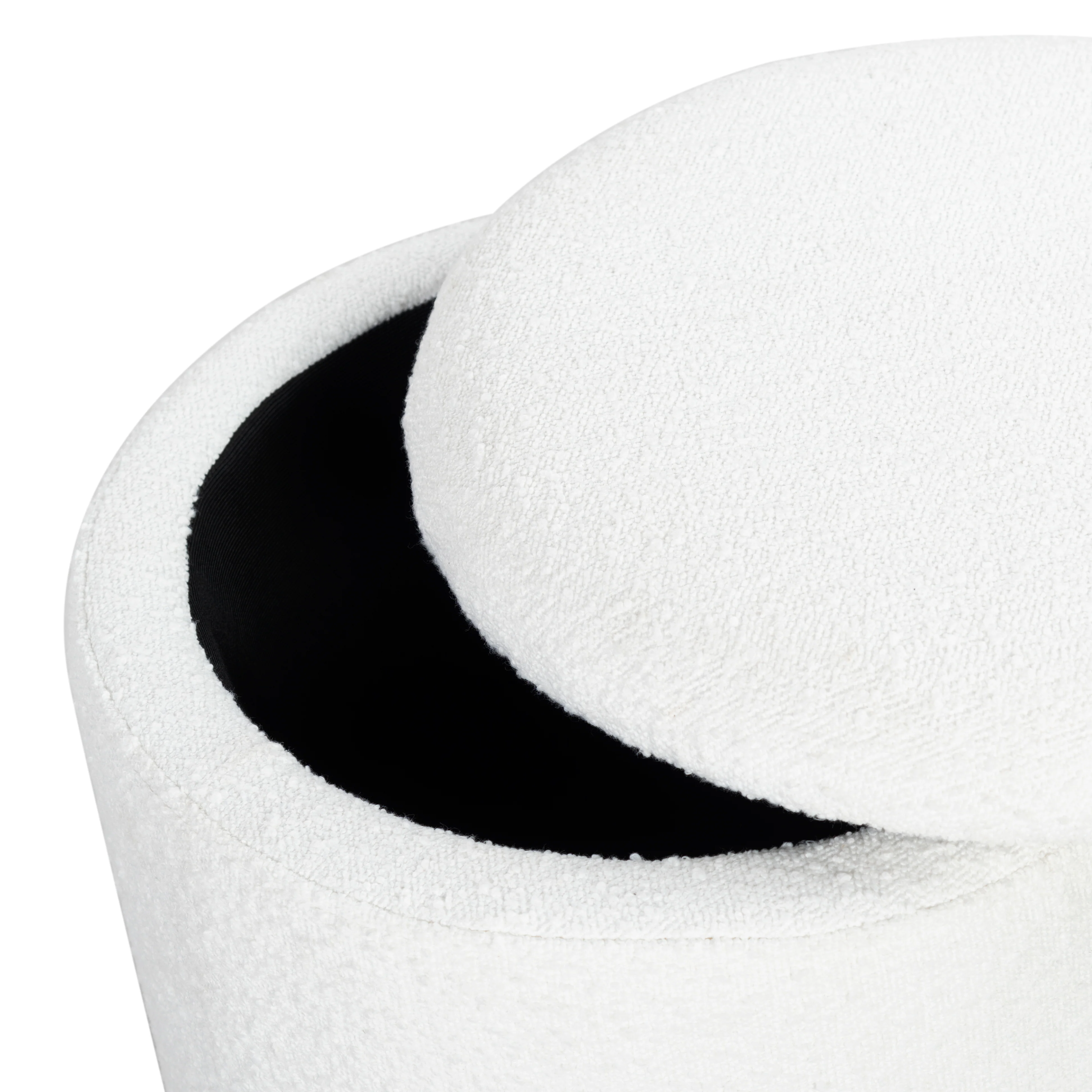 Becka Round Boucle Storage Ottoman - Image 3