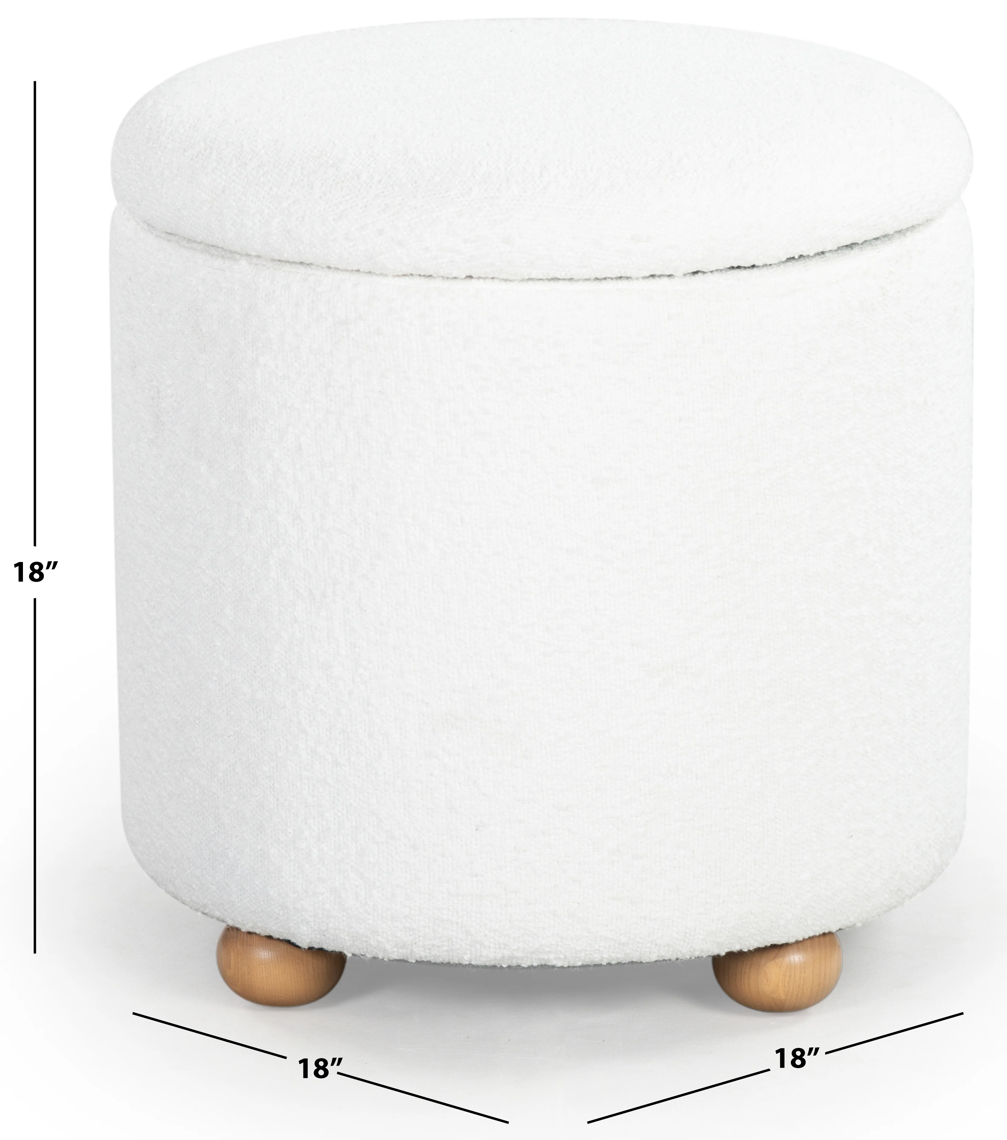 Becka Round Boucle Storage Ottoman - Image 4