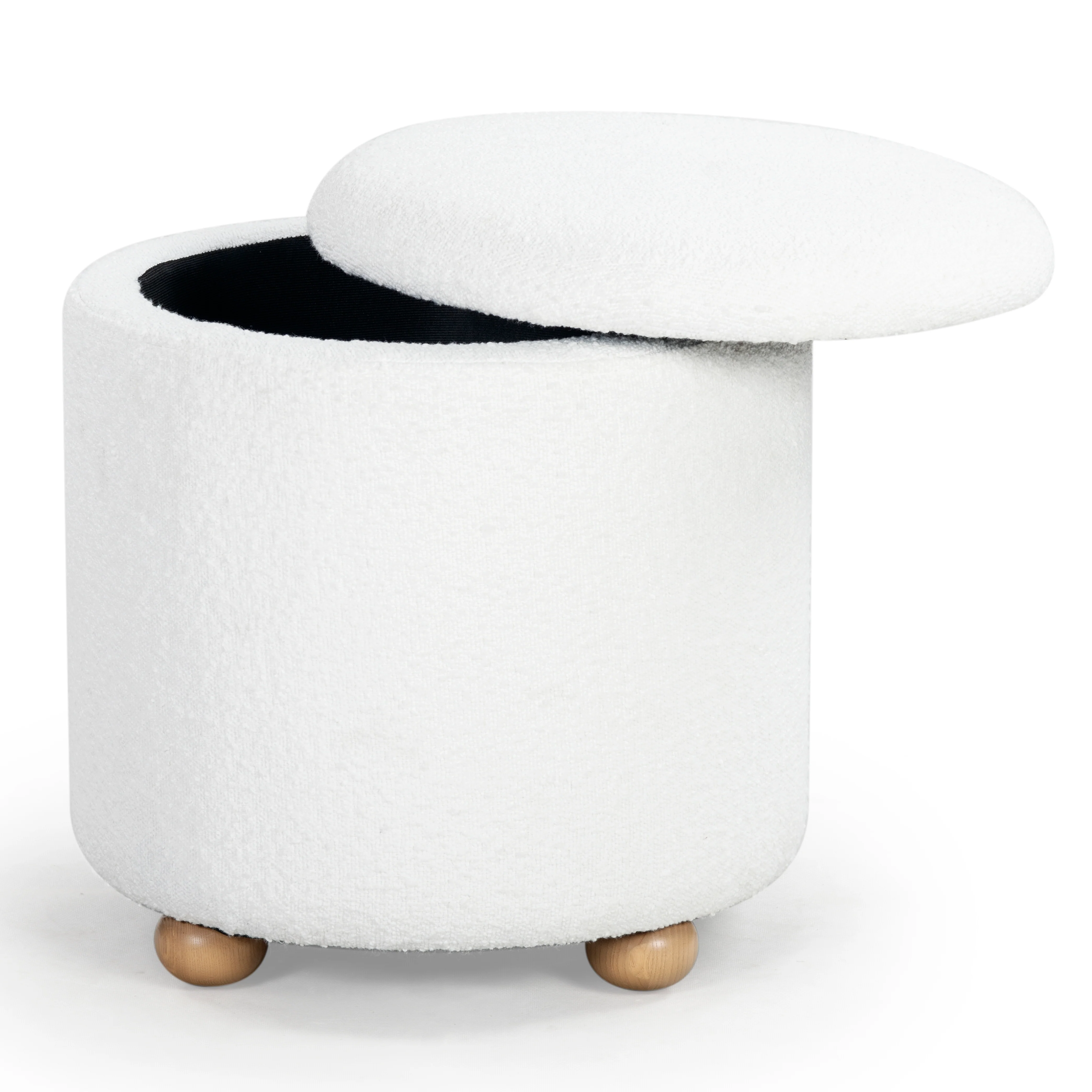 Becka Round Boucle Storage Ottoman - Image 6