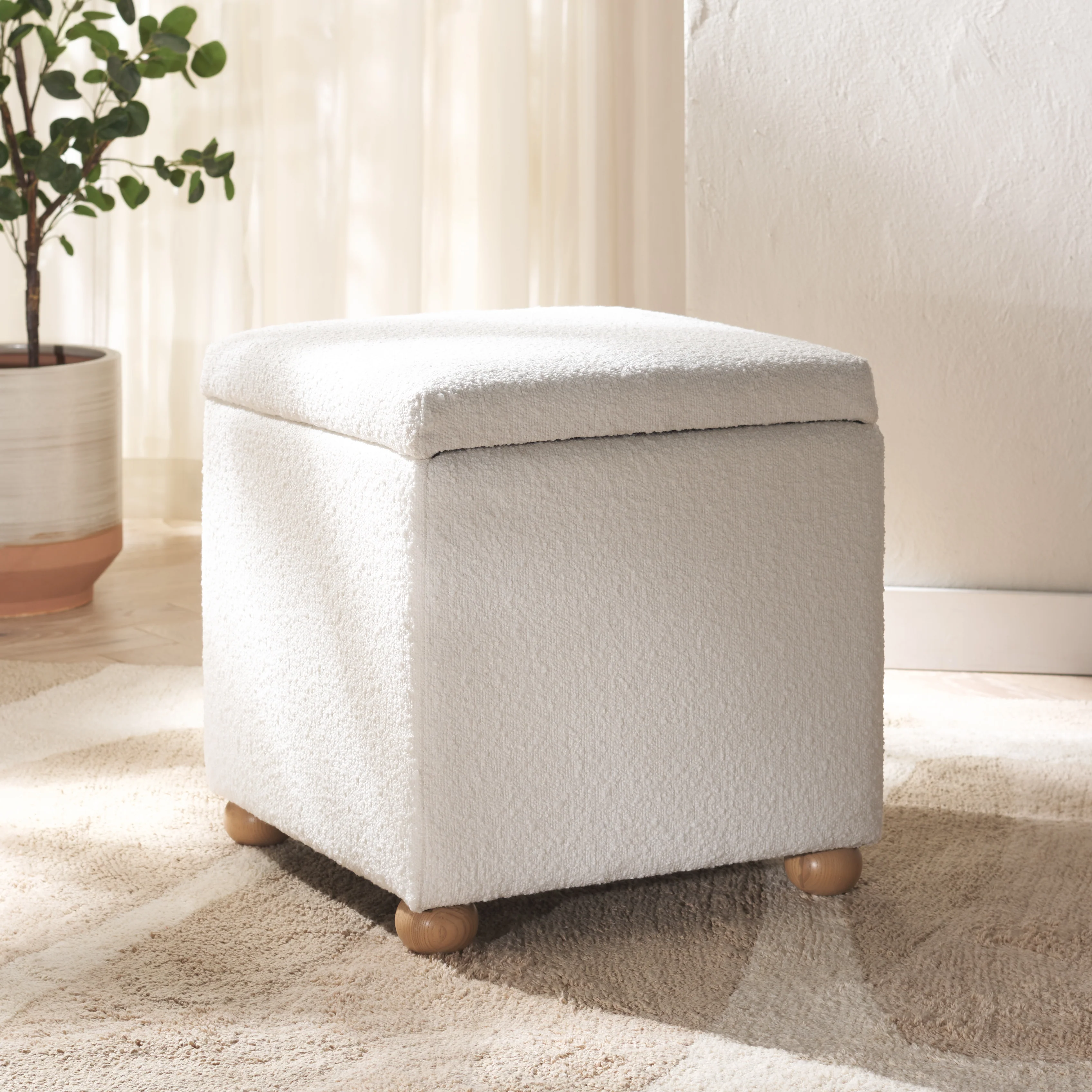 Becka Square Boucle Storage Ottoman - Image 2