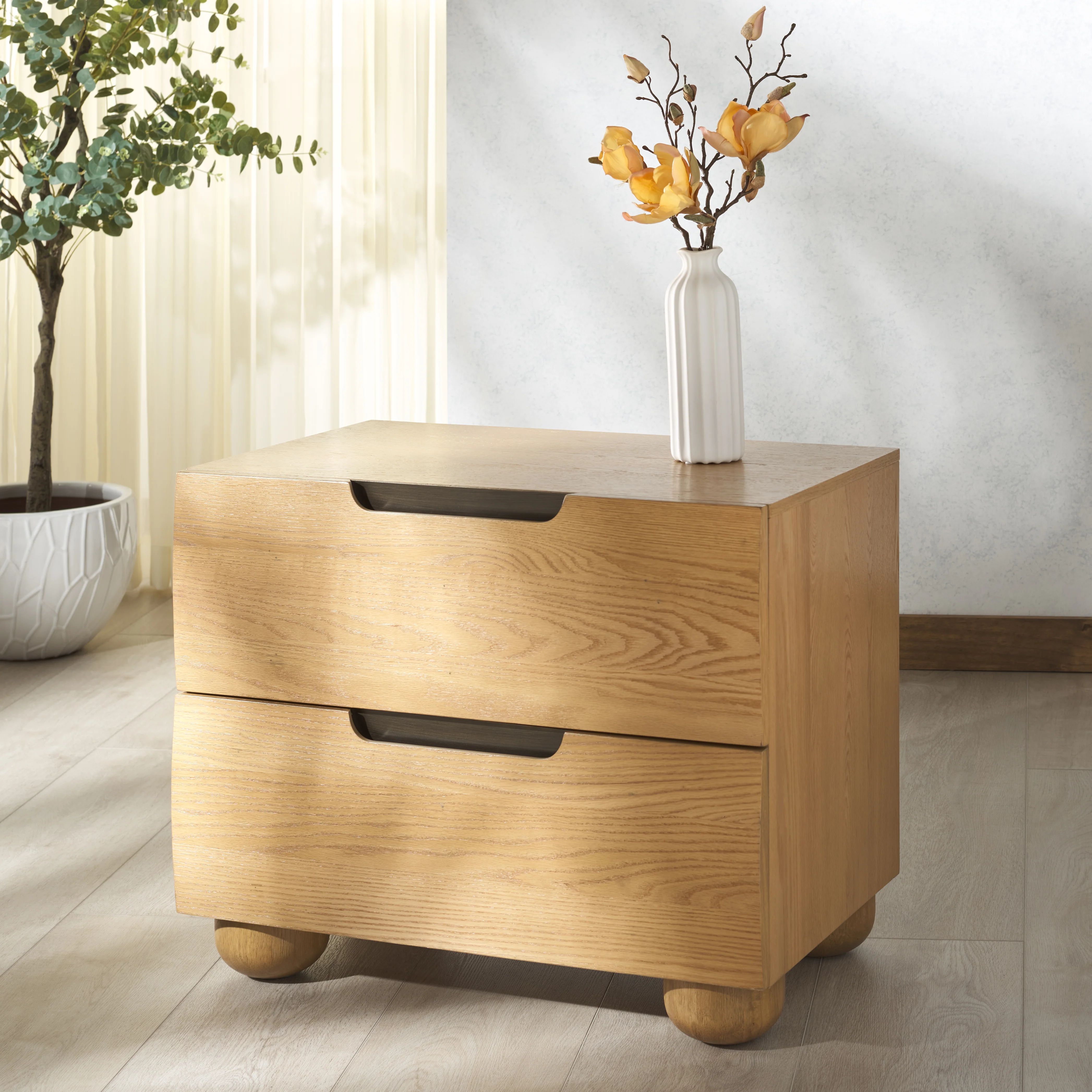 Beethoven Wood 2 Drawer Nightstand - Image 2