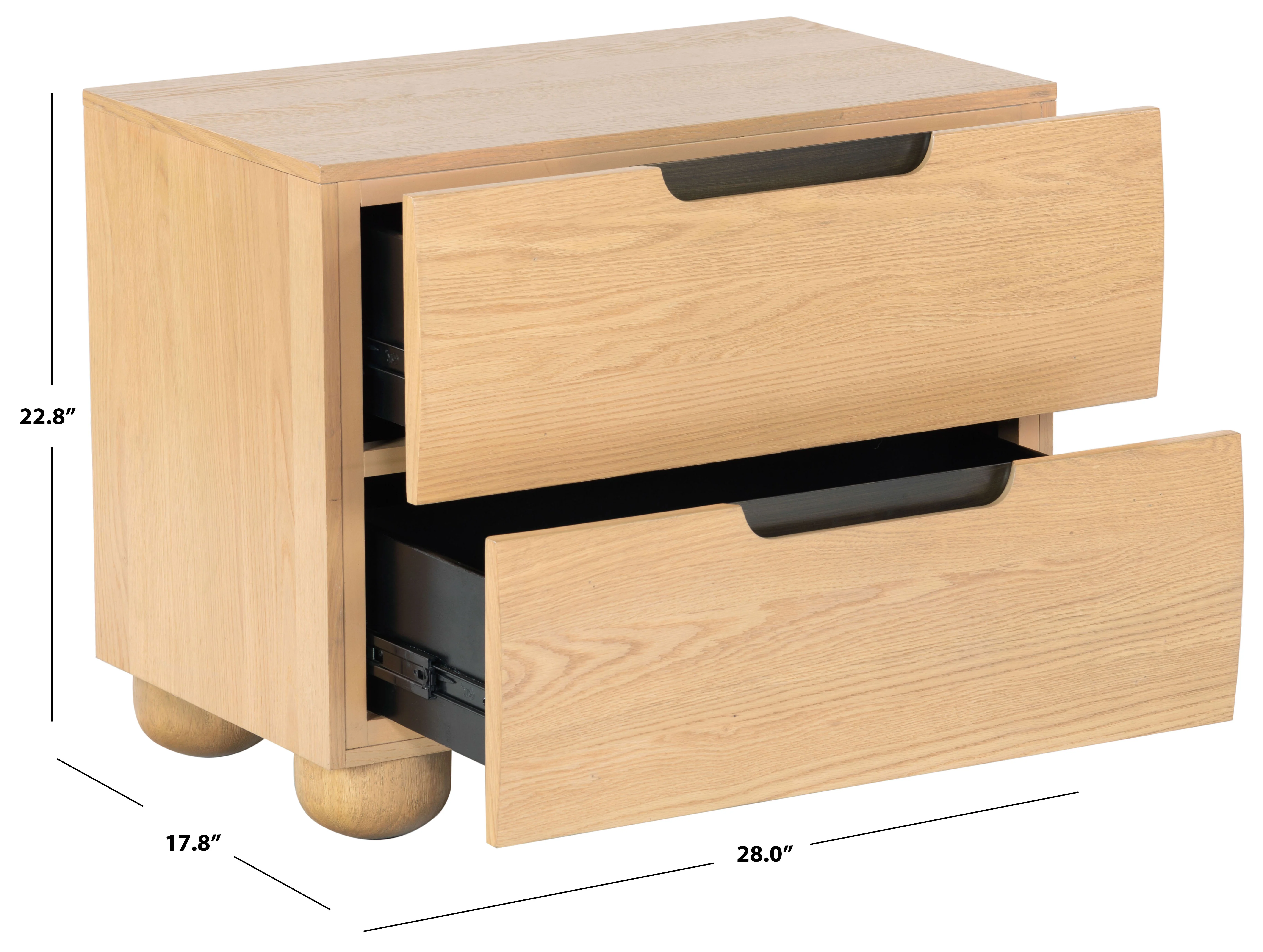 Beethoven Wood 2 Drawer Nightstand - Image 6