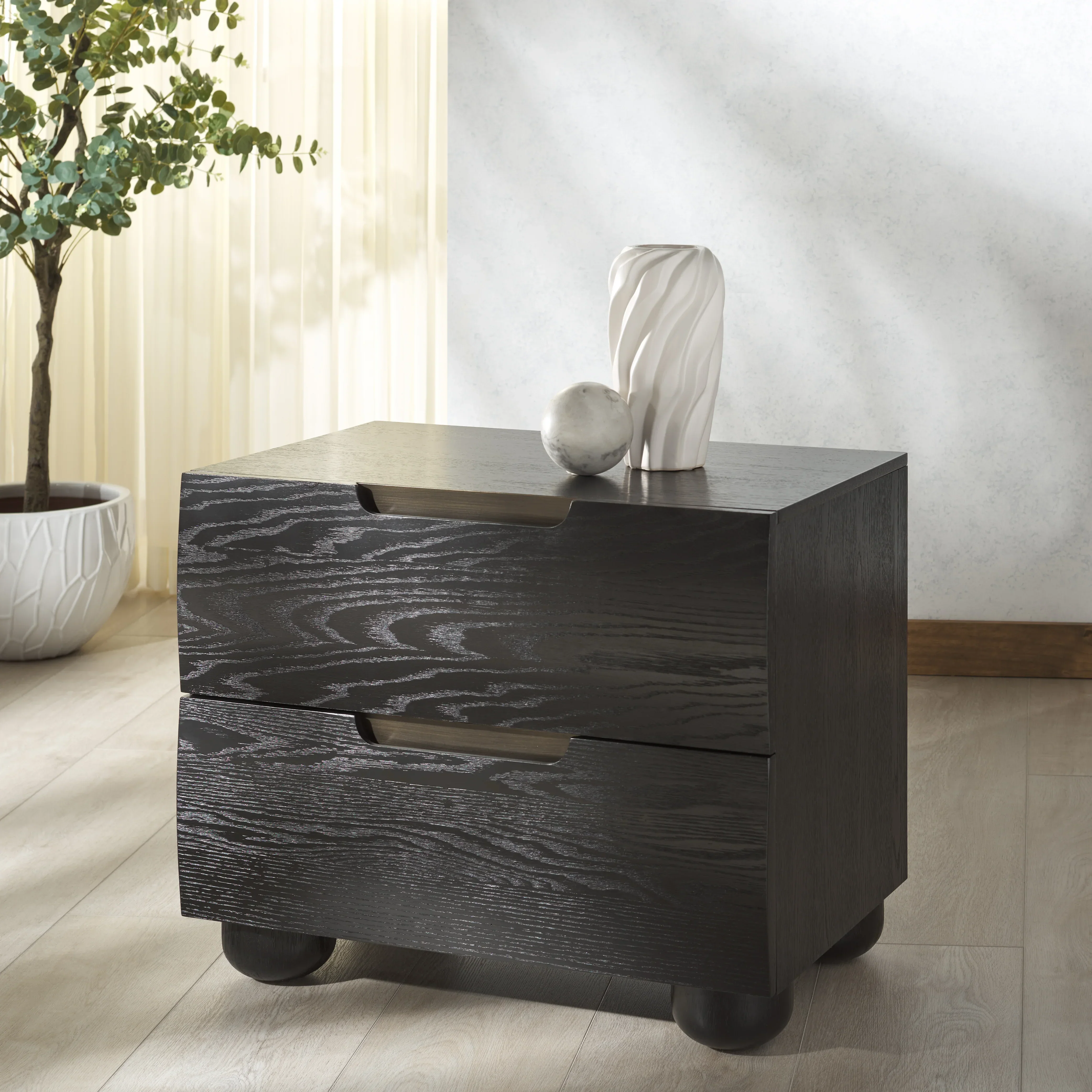 Beethoven Wood 2 Drawer Nightstand - Image 8