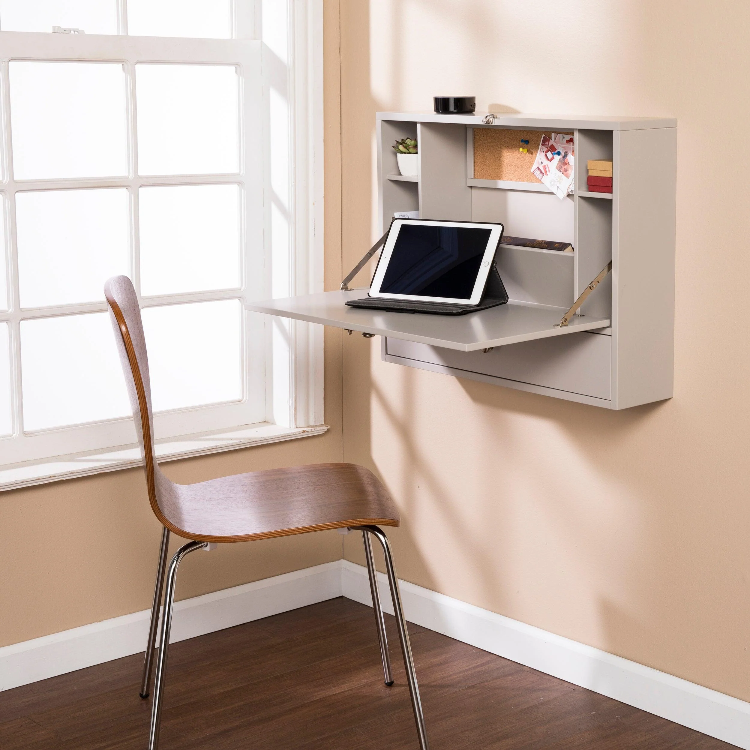 Benwick Wall Mount Laptop Desk - Universal Style- Gray - Image 2