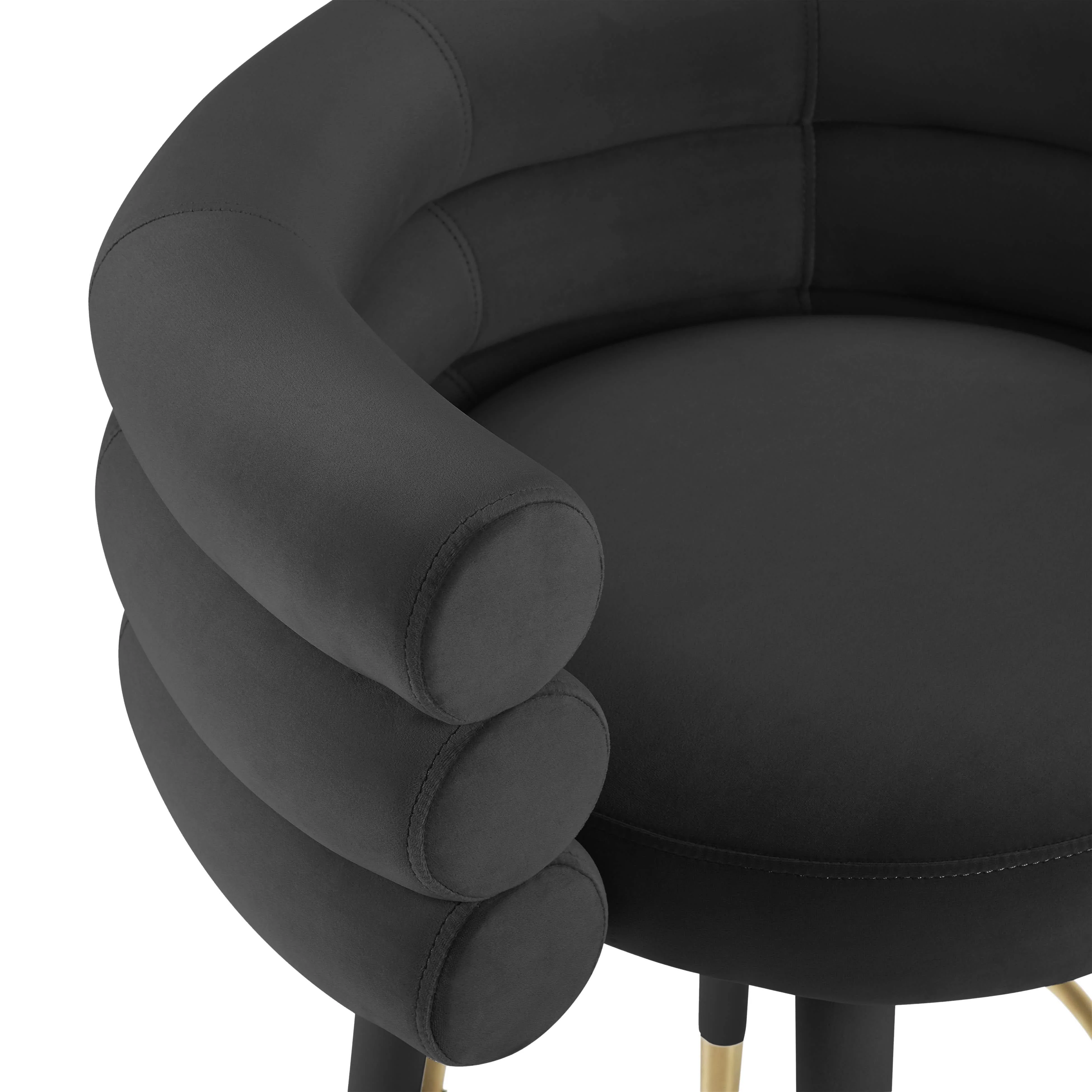 Betty Black Velvet Barstool - Image 4