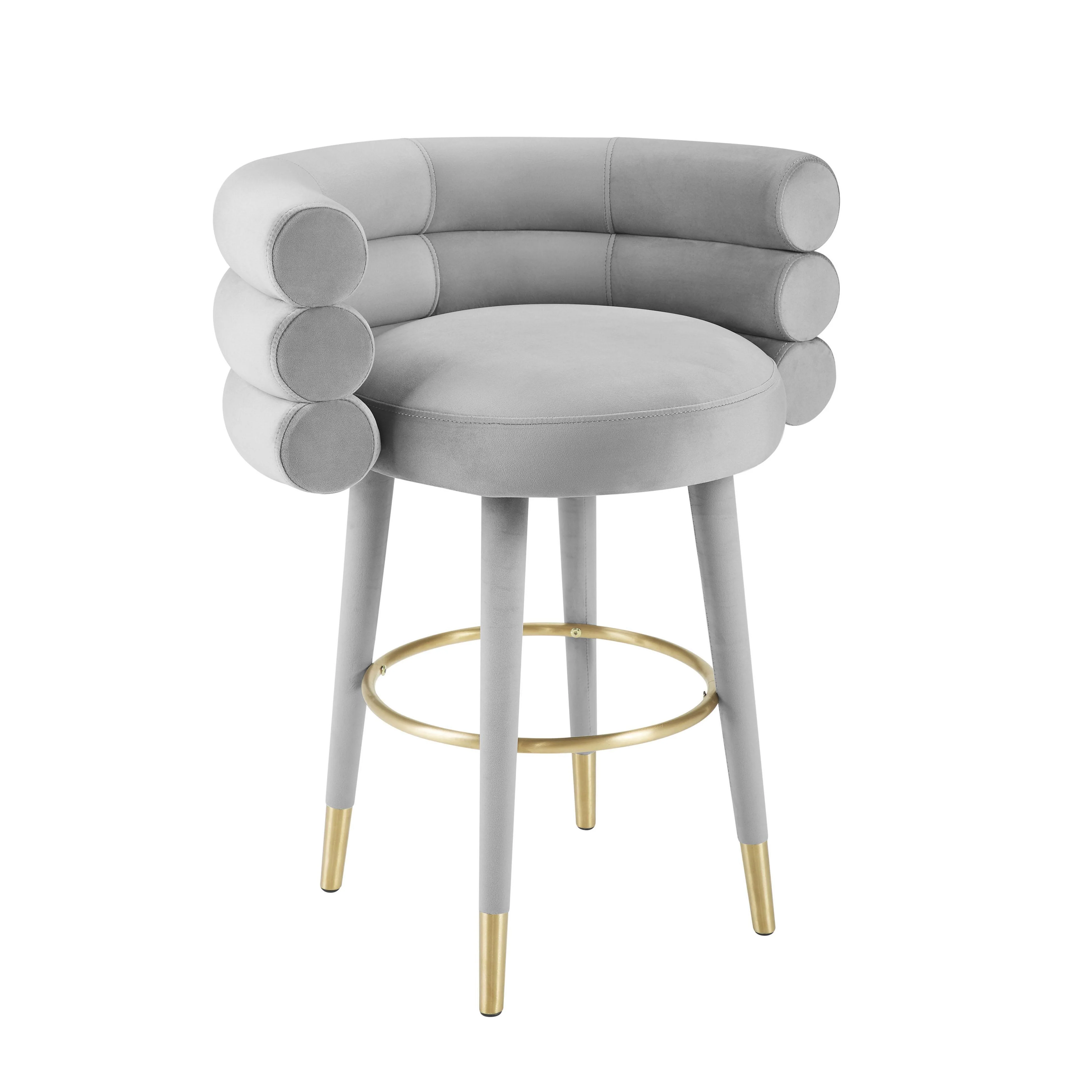 Betty Grey Velvet Barstool