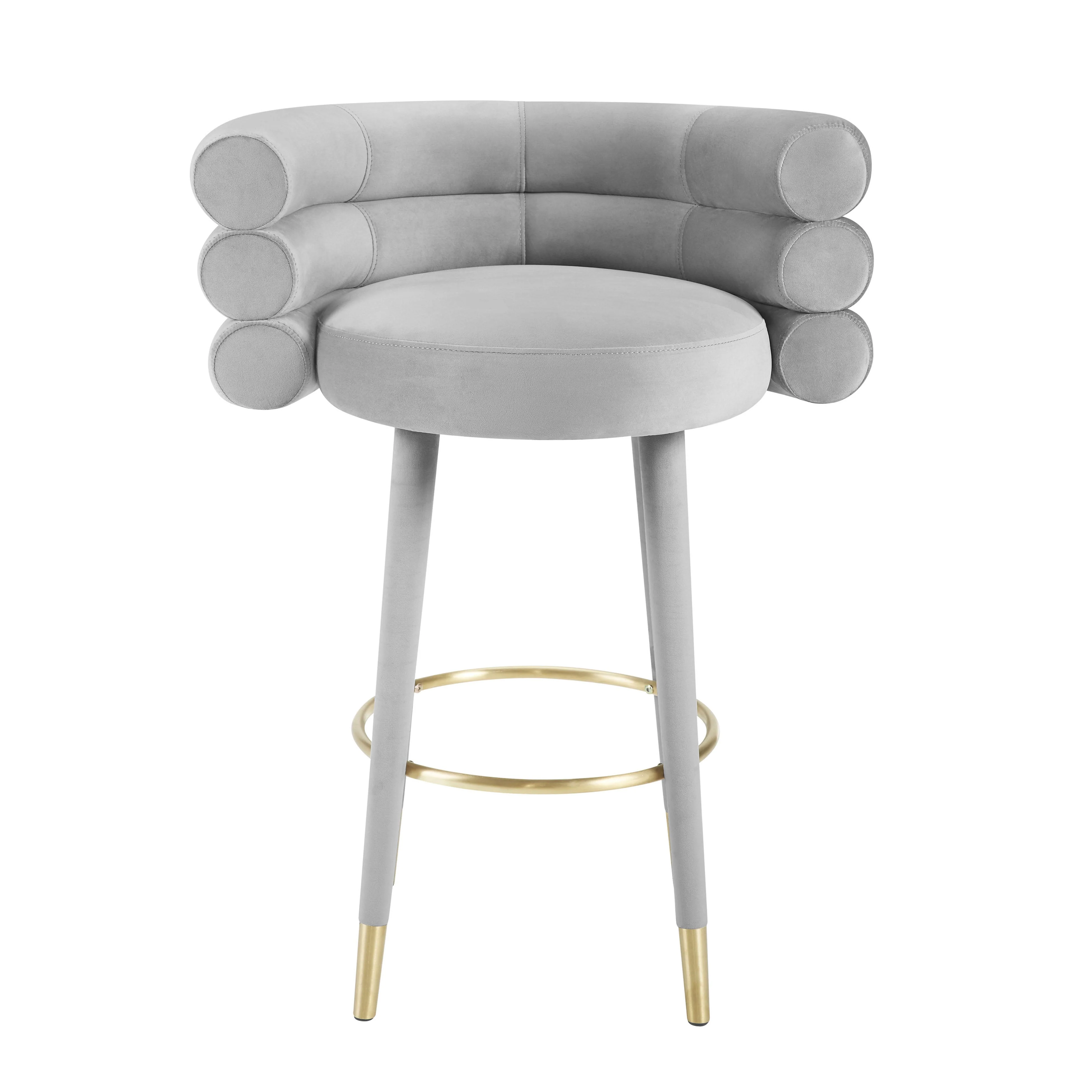 Betty Grey Velvet Barstool - Image 3
