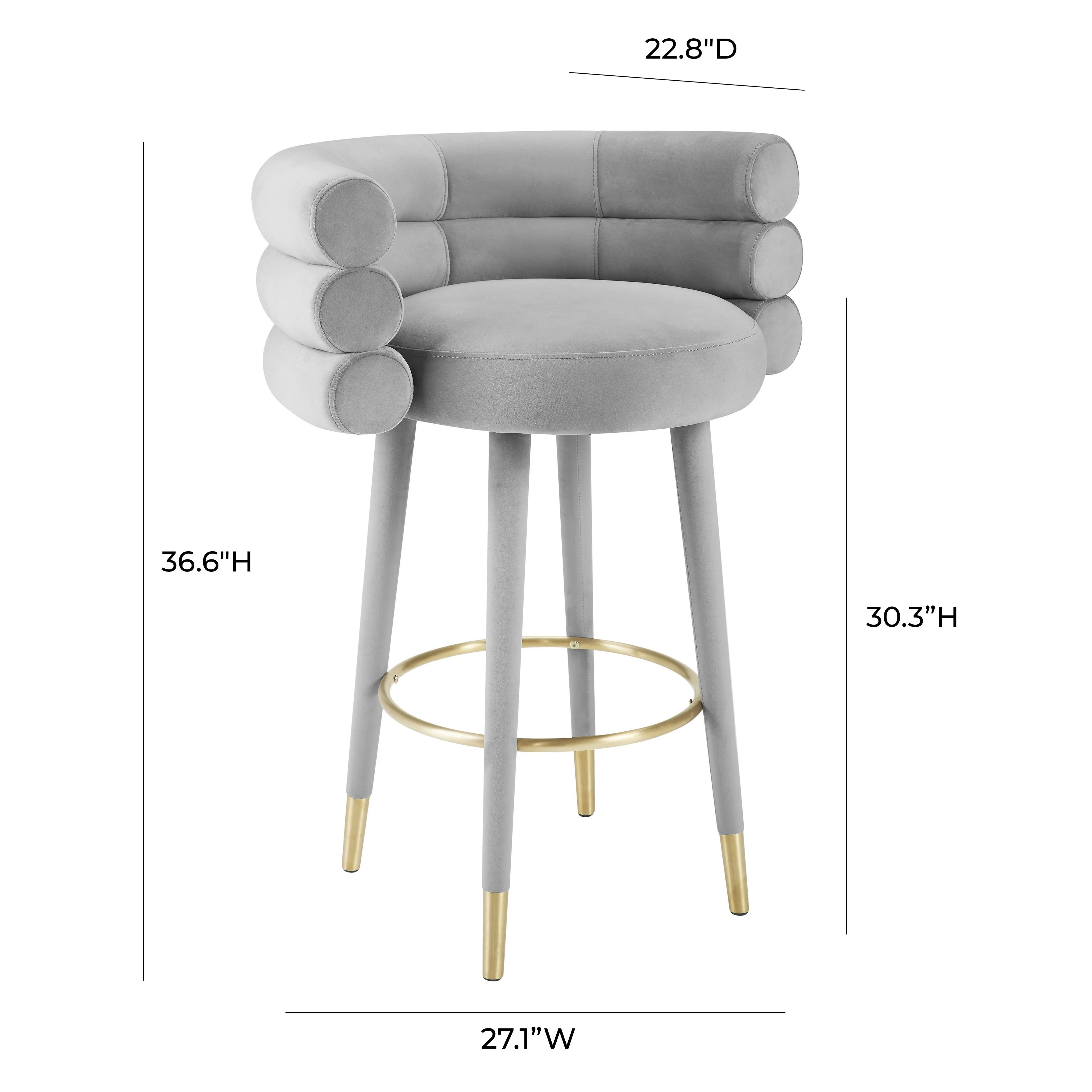 Betty Grey Velvet Barstool - Image 5