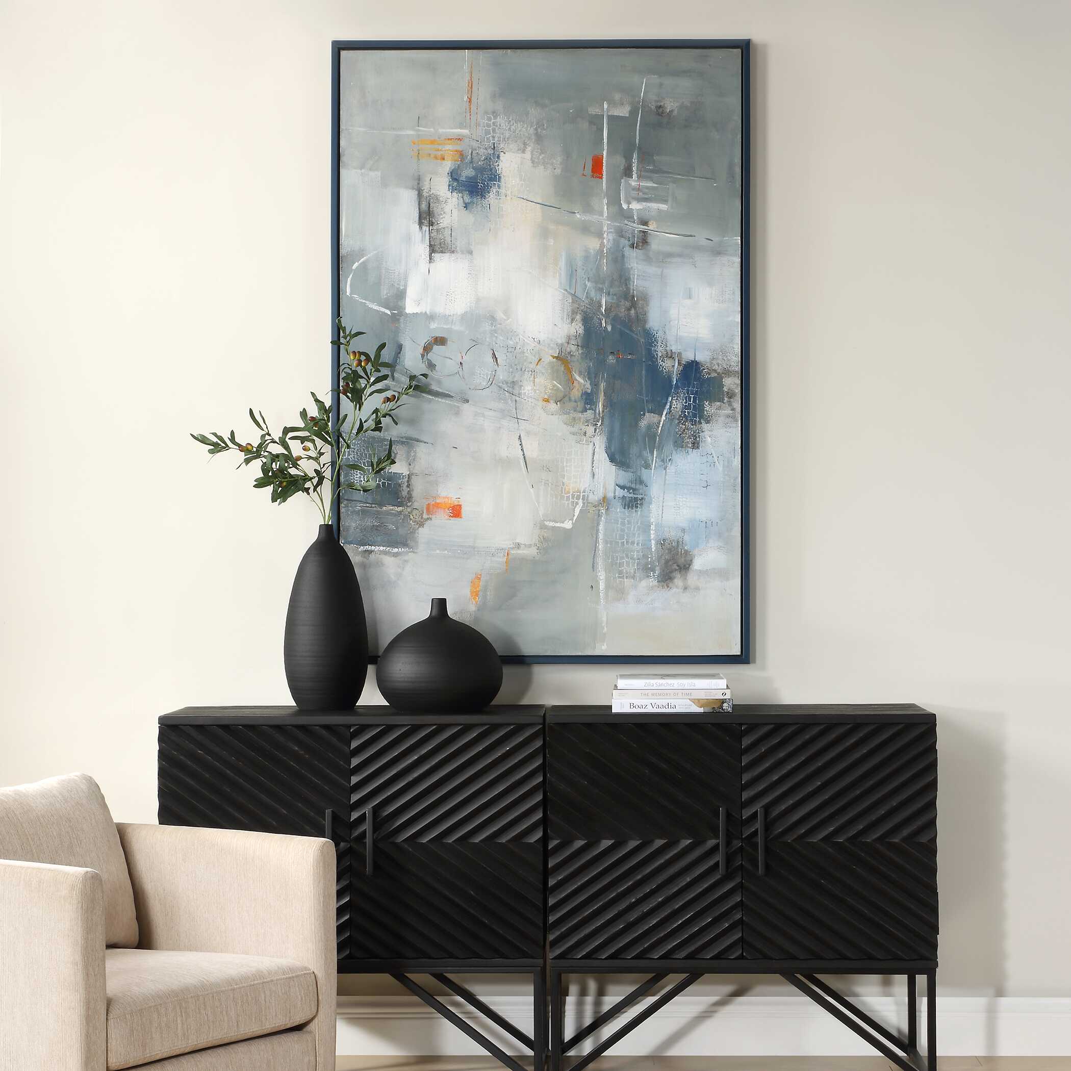 Blueprint Hand Painted Modern Art - Image 2