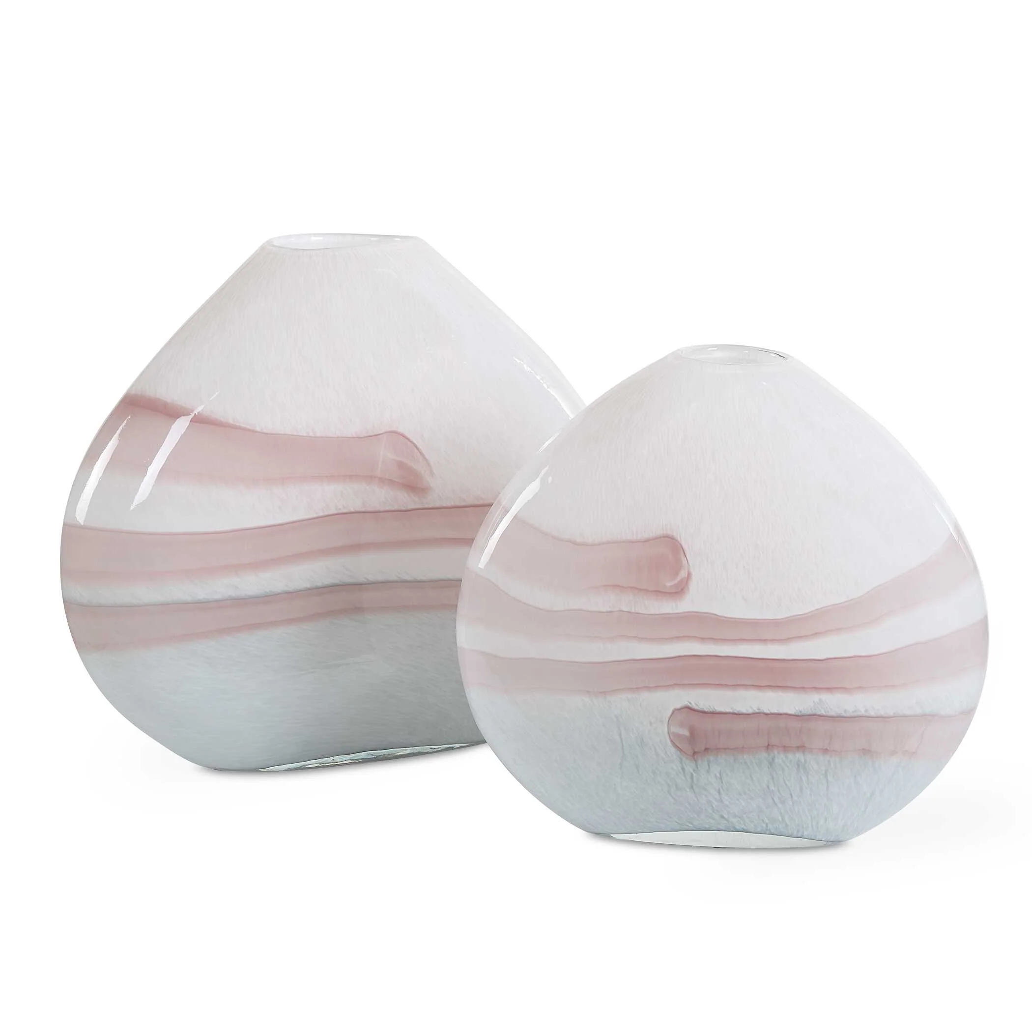 Blush Swirl Glass Vases, S/2