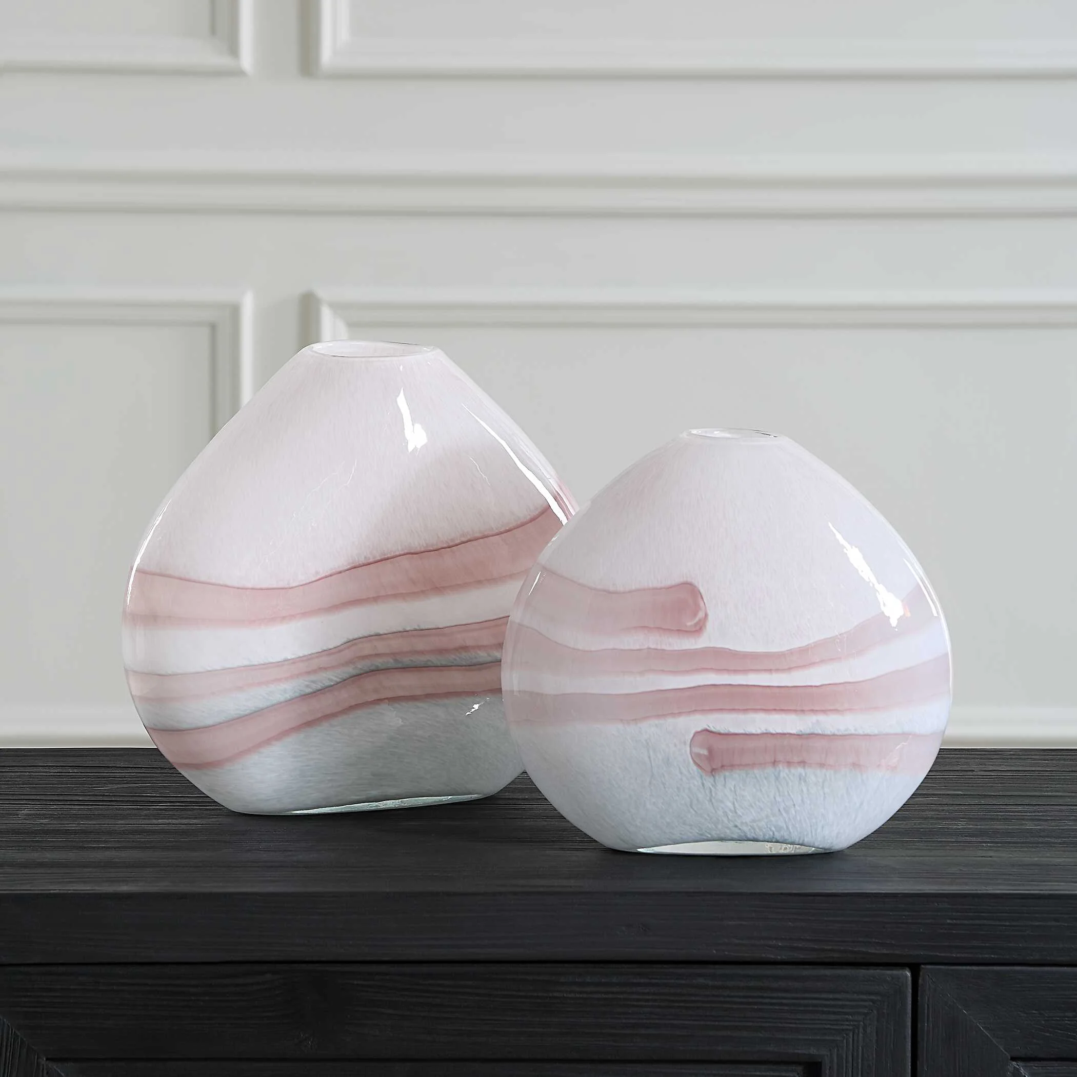 Blush Swirl Glass Vases, S/2 - Image 3