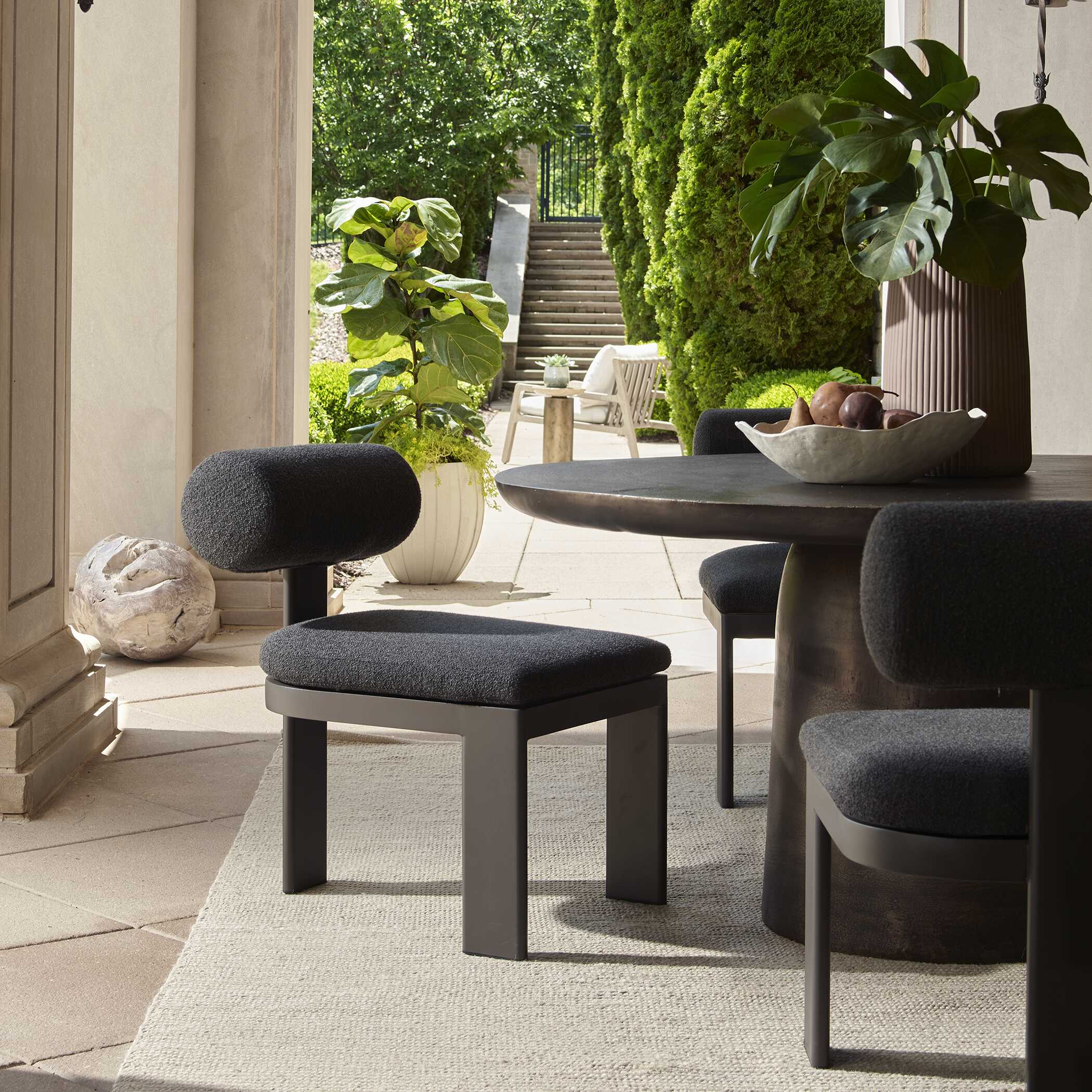 Bolster Back Charcoal Outdoor Dining Chair - Set of 2 - Image 2