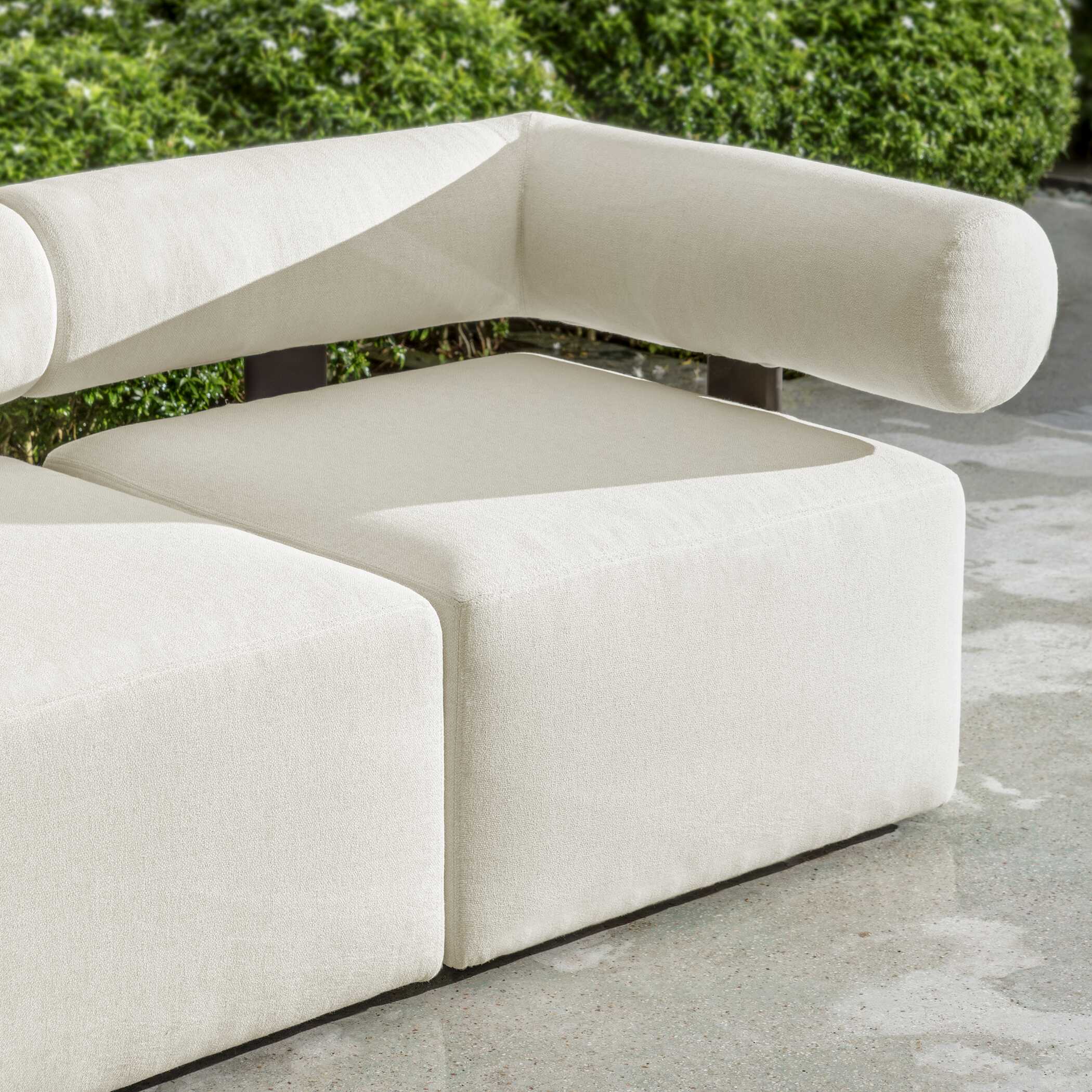 Bolster Back White Outdoor Corner Sofa - Image 8