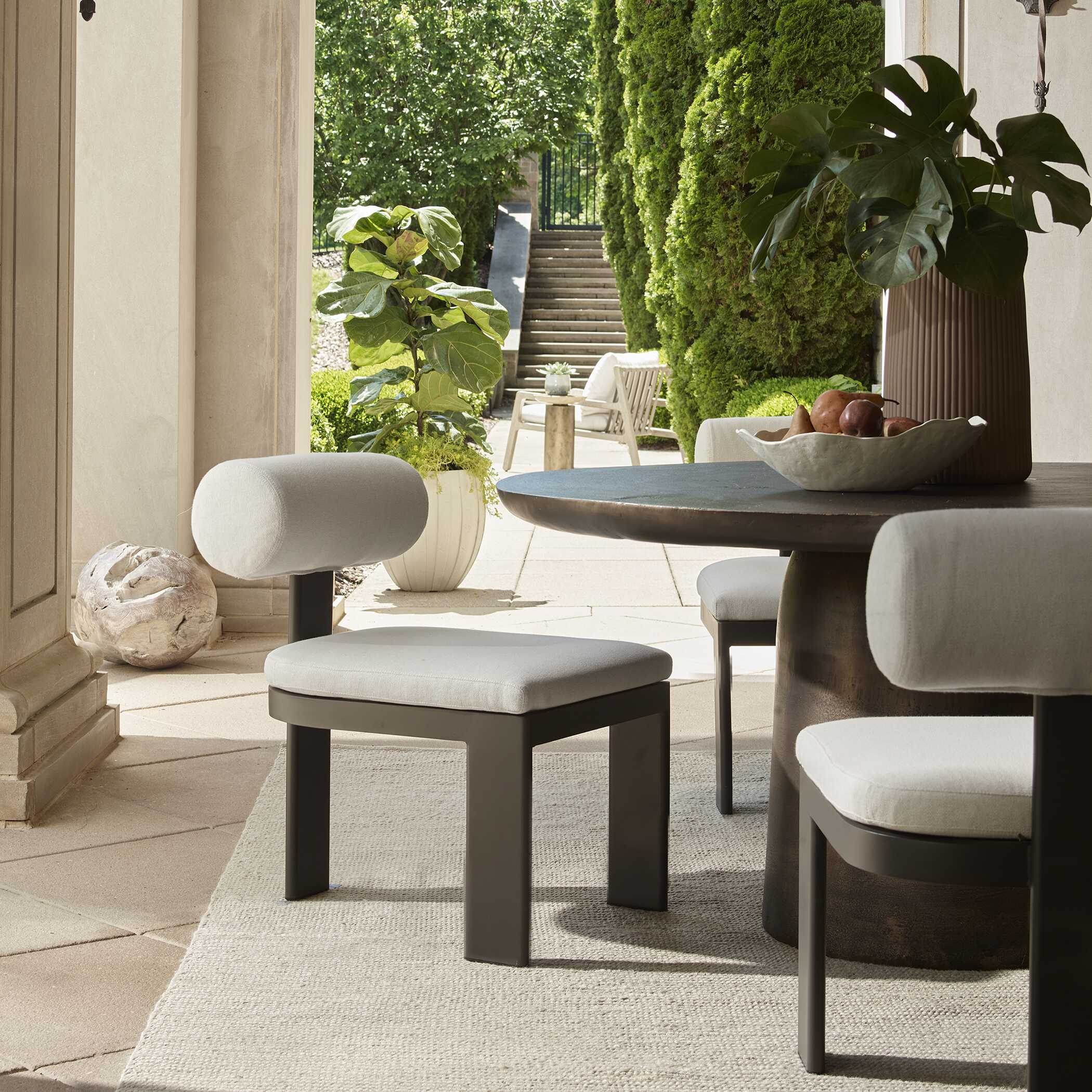 Bolster Back White Outdoor Dining Chair - Set of 2 - Image 2