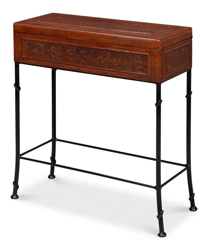 Botanical Leather Box On Stand