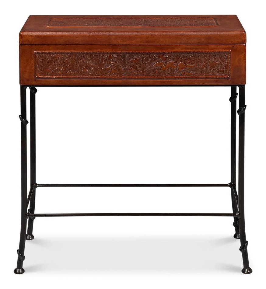 Botanical Leather Box On Stand - Image 2