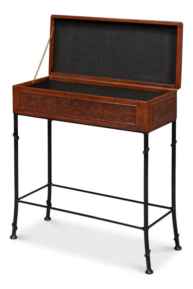 Botanical Leather Box On Stand - Image 3