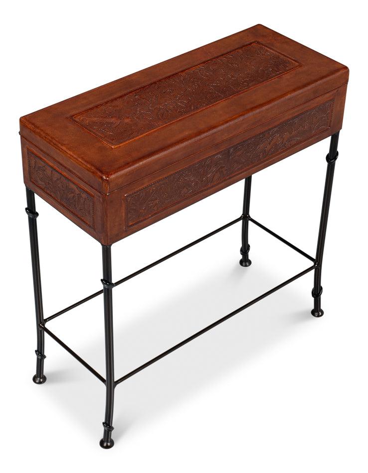 Botanical Leather Box On Stand - Image 4