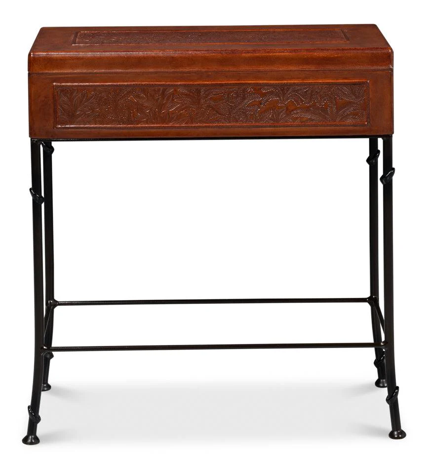 Botanical Leather Box On Stand - Image 5