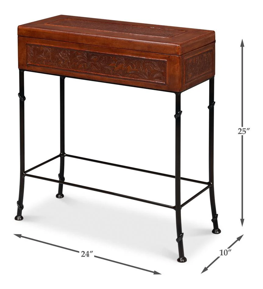 Botanical Leather Box On Stand - Image 7