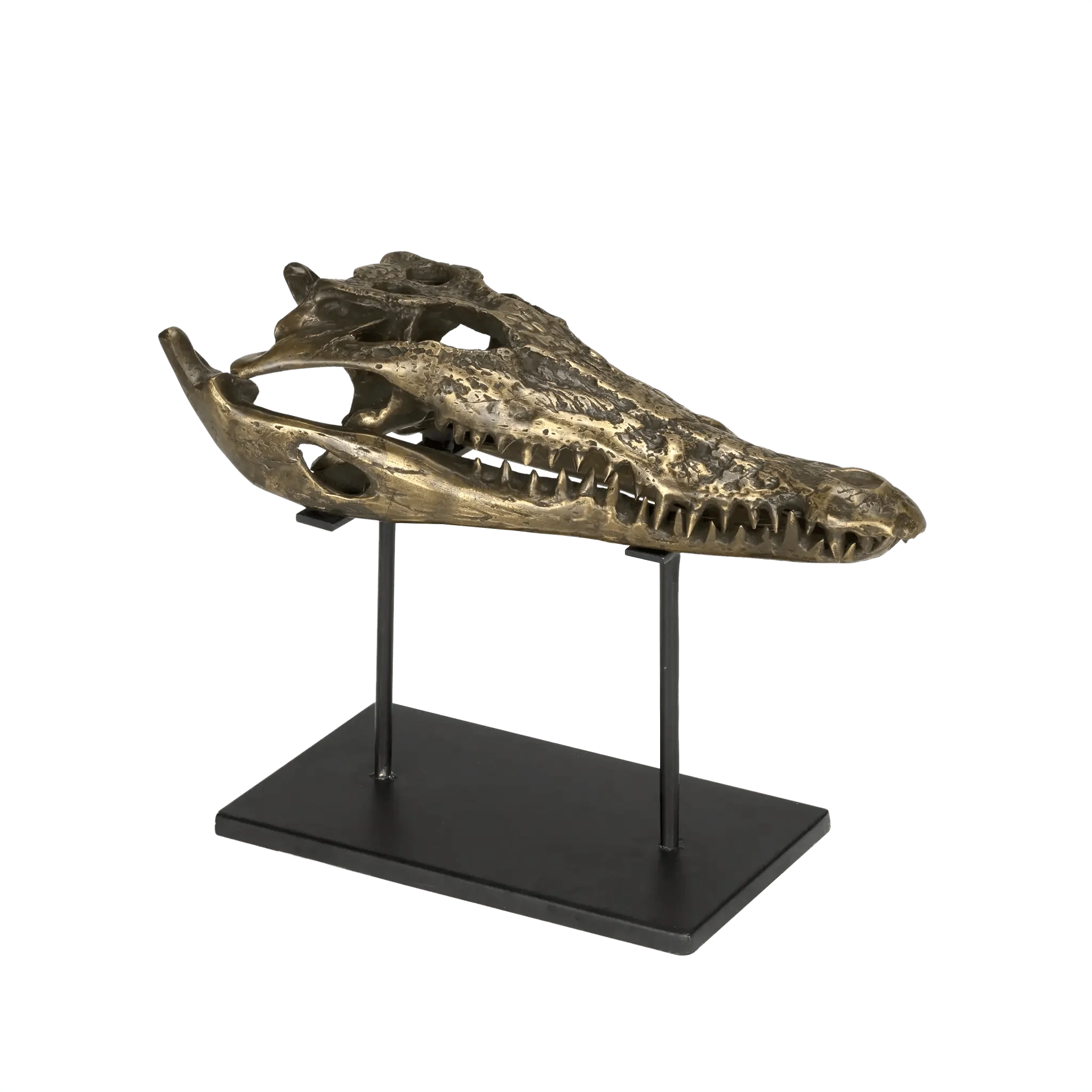 Brass Alligator On Stand, Medium